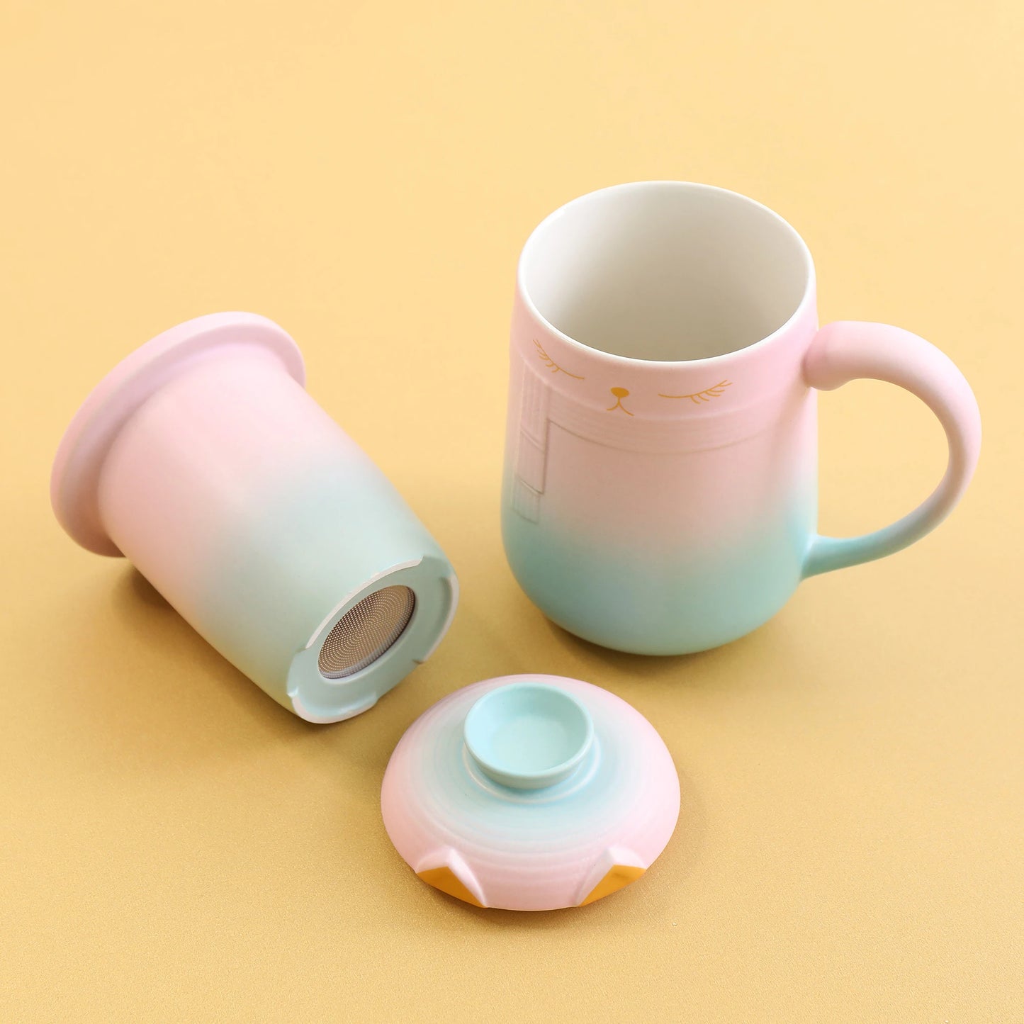 TIANNA VALLEY Lovely Cat Tea Mug with Infuser & Lid