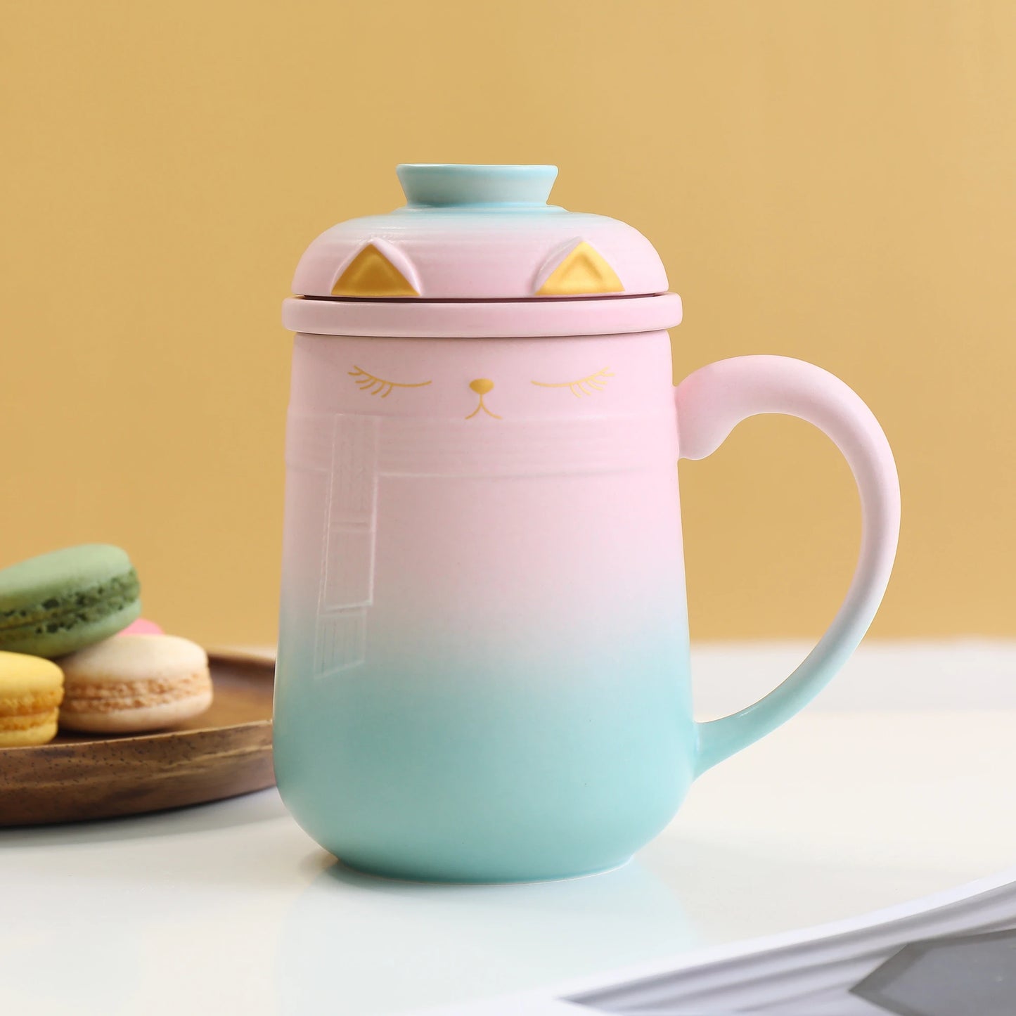 TIANNA VALLEY Lovely Cat Tea Mug with Infuser & Lid