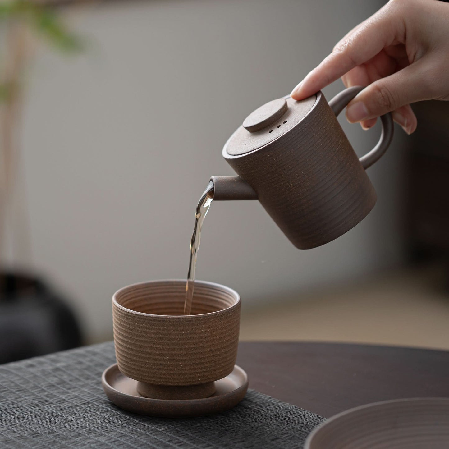 Rough Round clay teapot 130ml