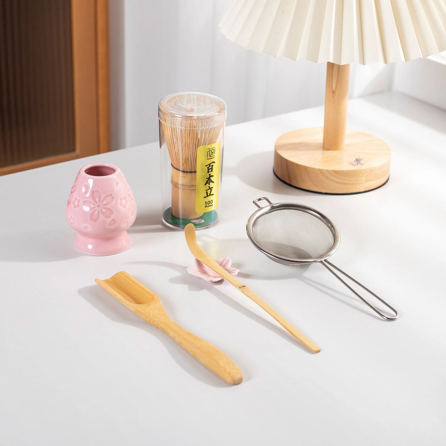 Matcha Whisk Set Ceramic Sakura Pink