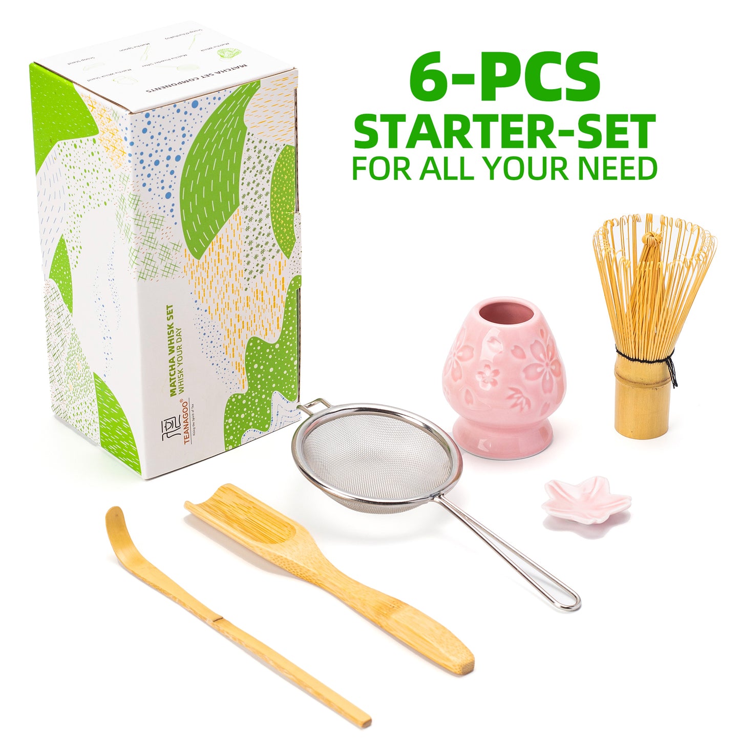 Matcha Whisk Set Ceramic Sakura Pink