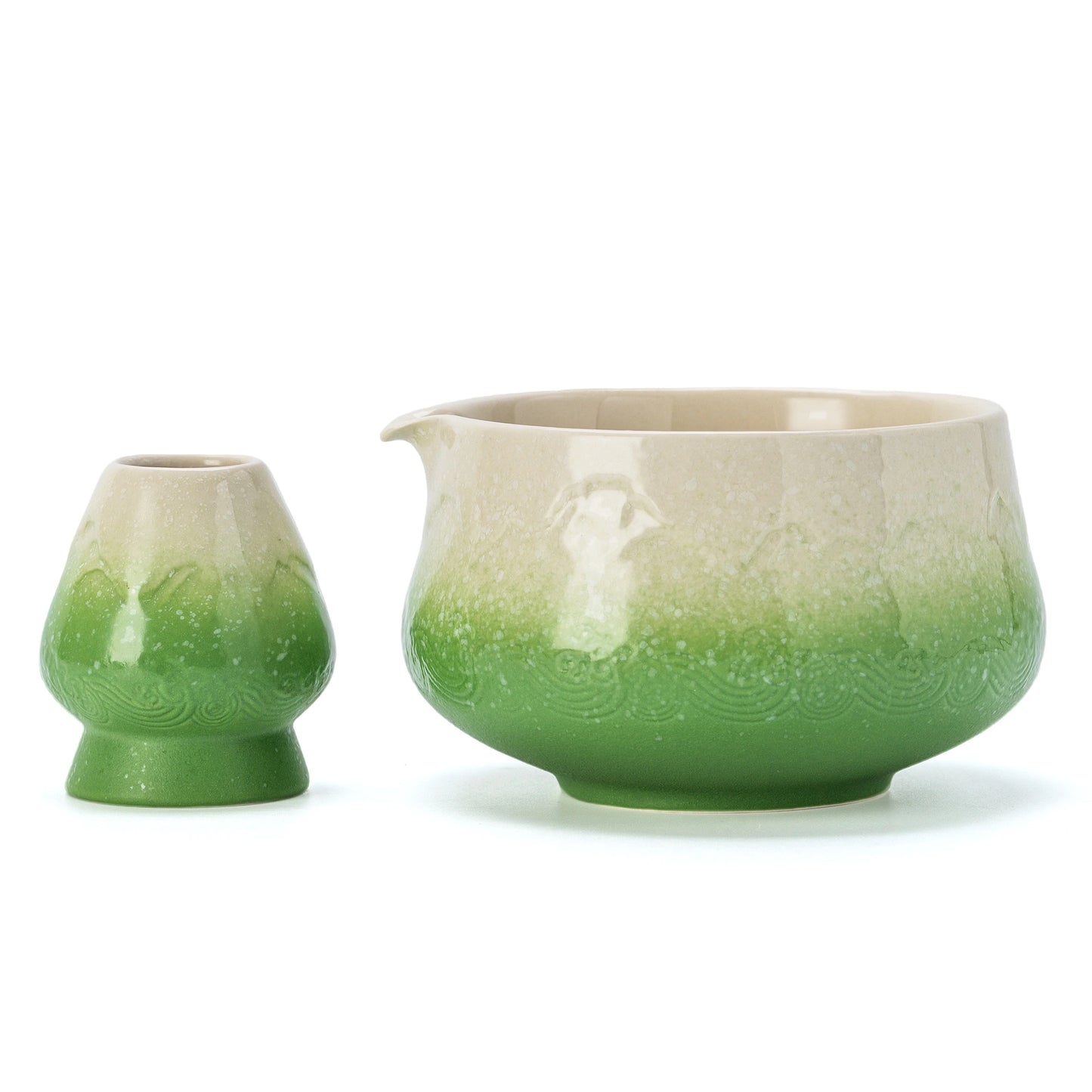 Matcha Bowl with Whisk Holder Snow Mountain Green