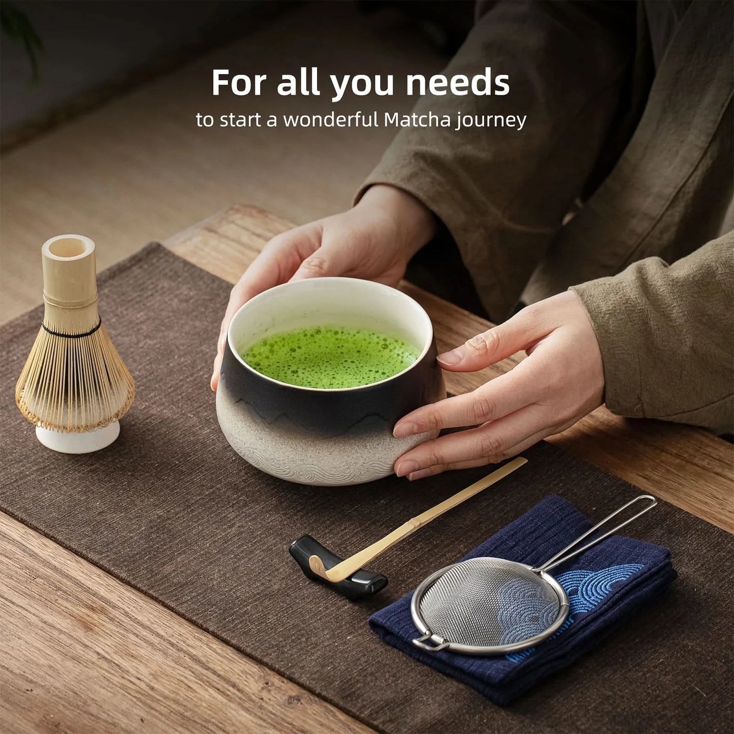 Matcha Set-Beginner Set Landscape Black White Round Bowl