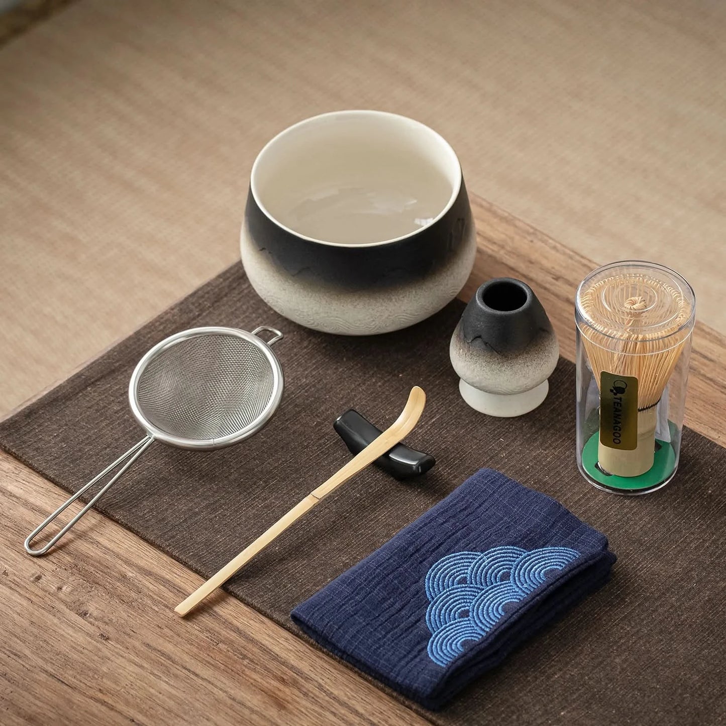 Matcha Set-Beginner Set Landscape Black White Round Bowl