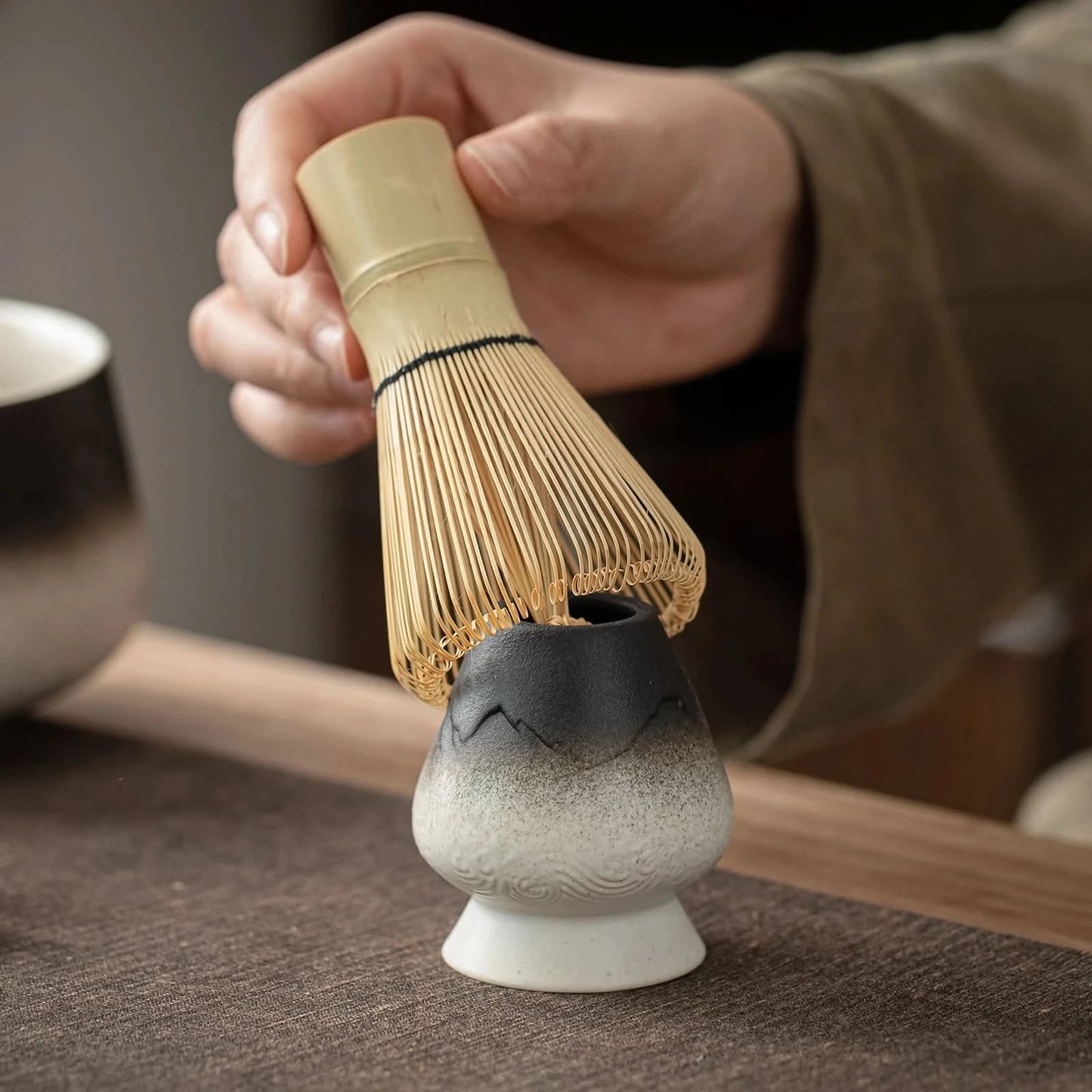 Matcha Set-Beginner Set Landscape Black White Round Bowl