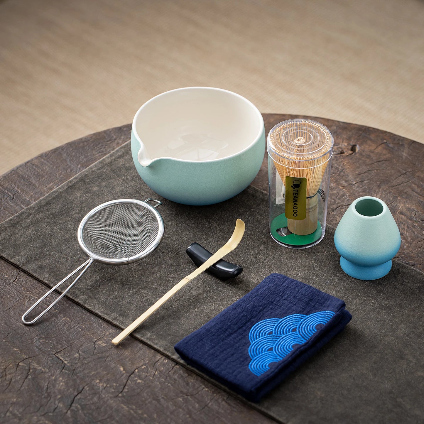 Skyblue Matcha Bowl with Spout