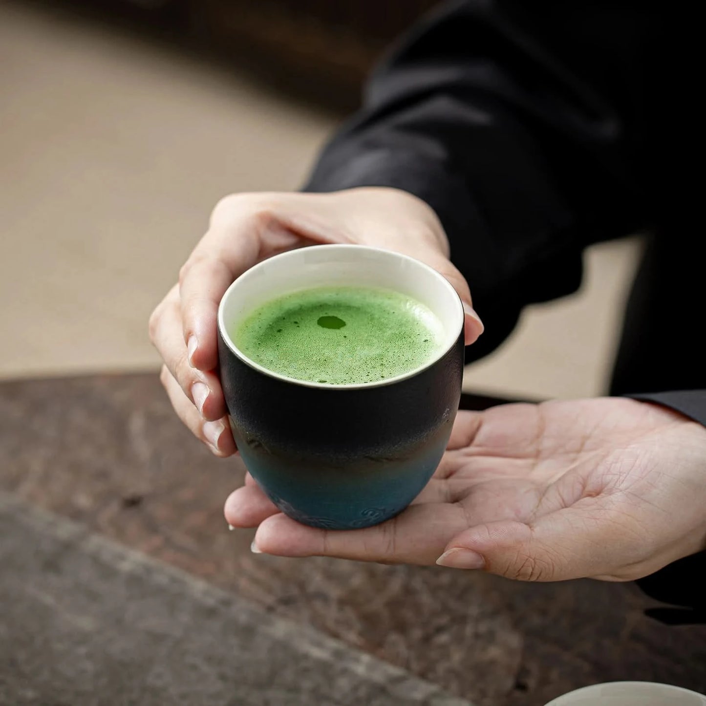 Matcha Set-Sharing Set Landscape Black Blue Round Bowl