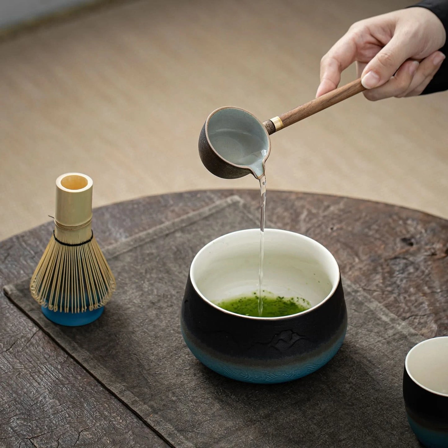 Matcha Set-Sharing Set Landscape Black Blue Round Bowl