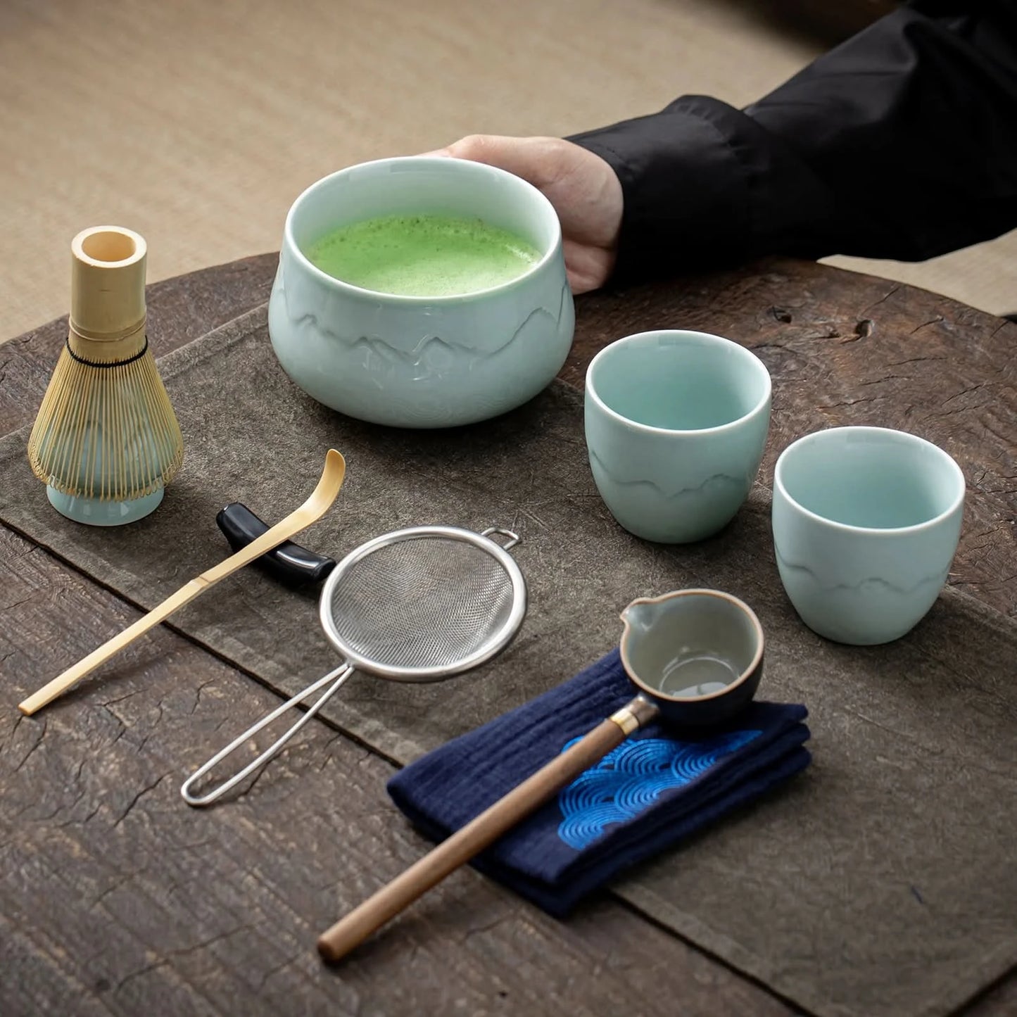 Matcha Set-Sharing Set Landscape Jade Round Bowl