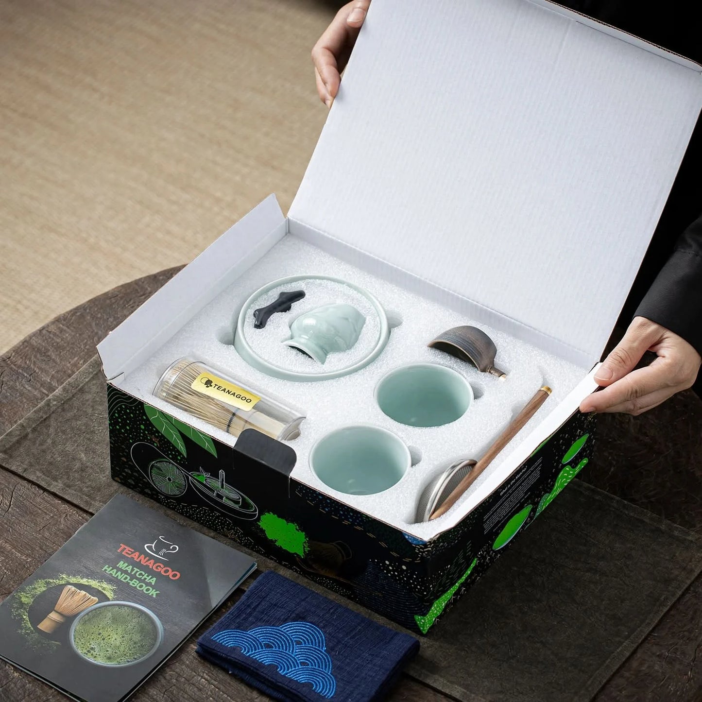 Matcha Set-Sharing Set Landscape Jade Round Bowl