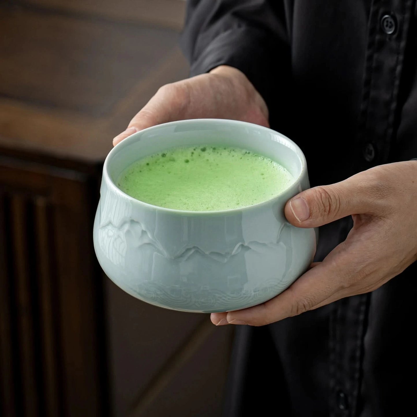 Matcha Set-Sharing Set Landscape Jade Round Bowl
