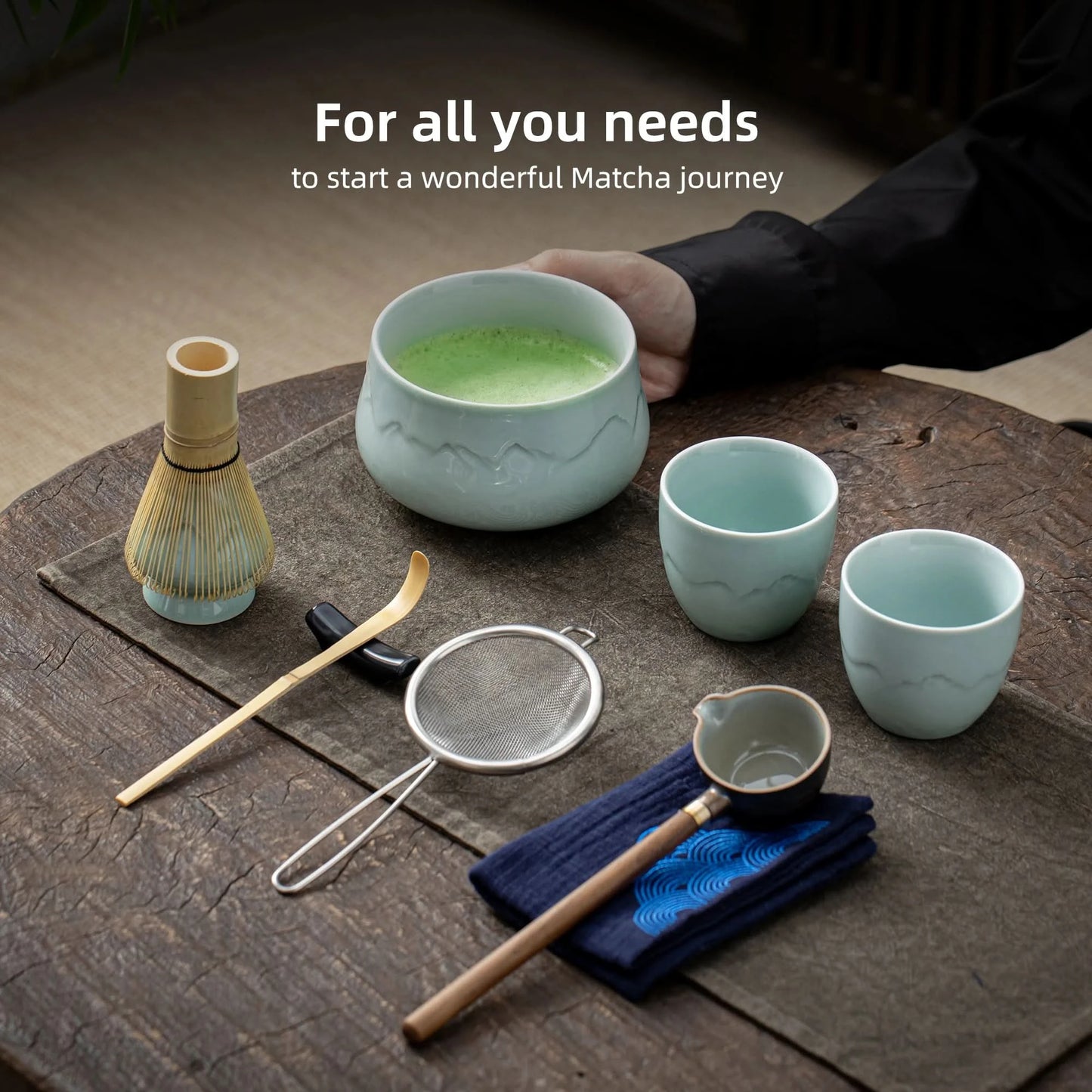 Matcha Set-Sharing Set Landscape Jade Round Bowl