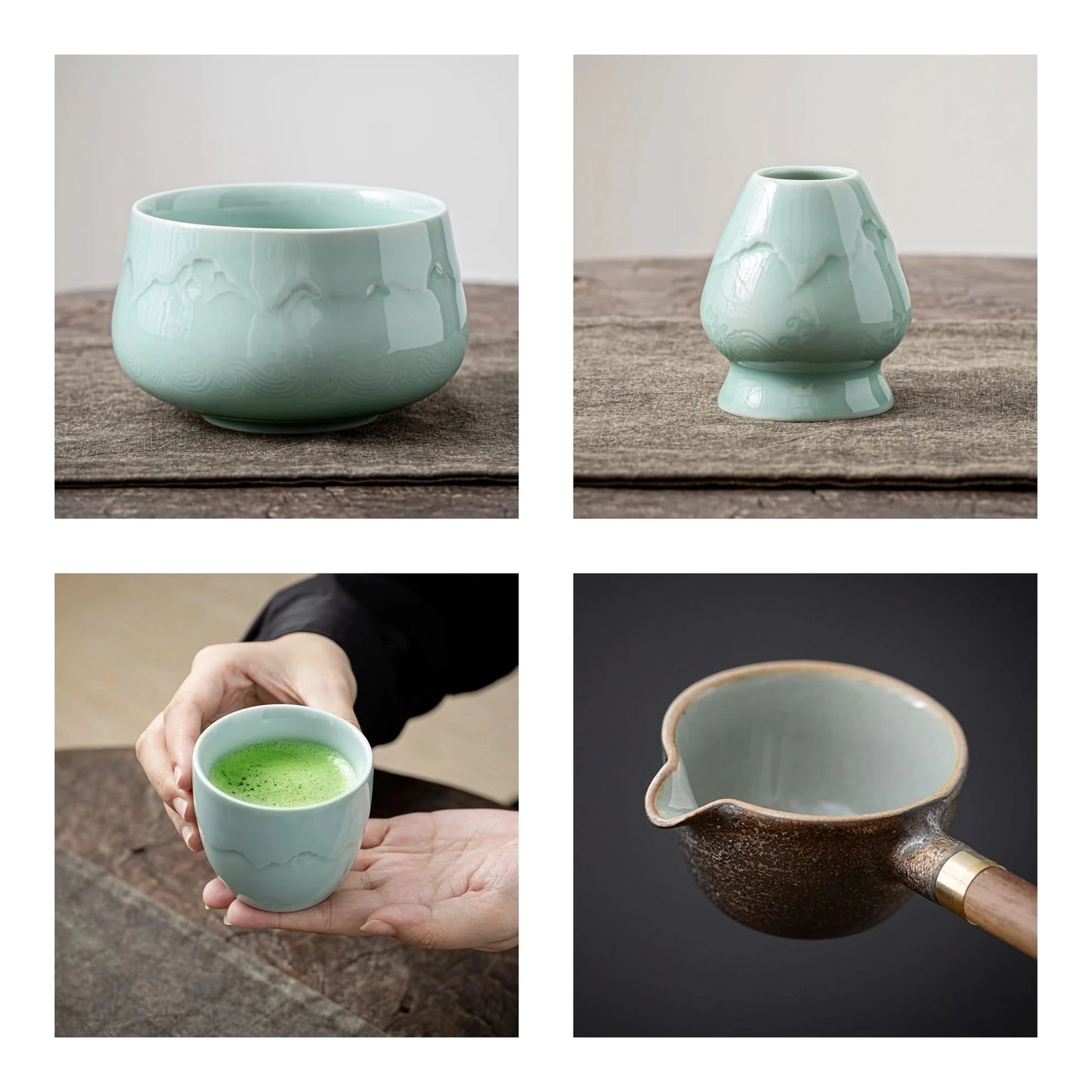 Matcha Set-Sharing Set Landscape Jade Round Bowl