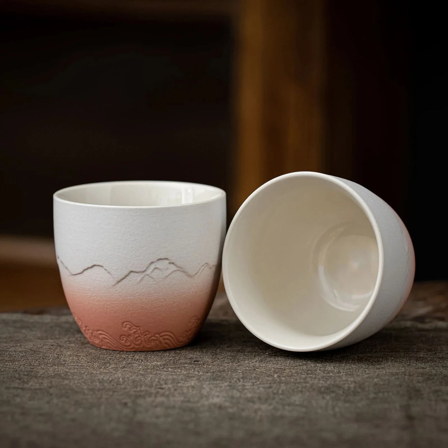 Matcha Set-Sharing Set Landscape Pinky White Pointy Bowl