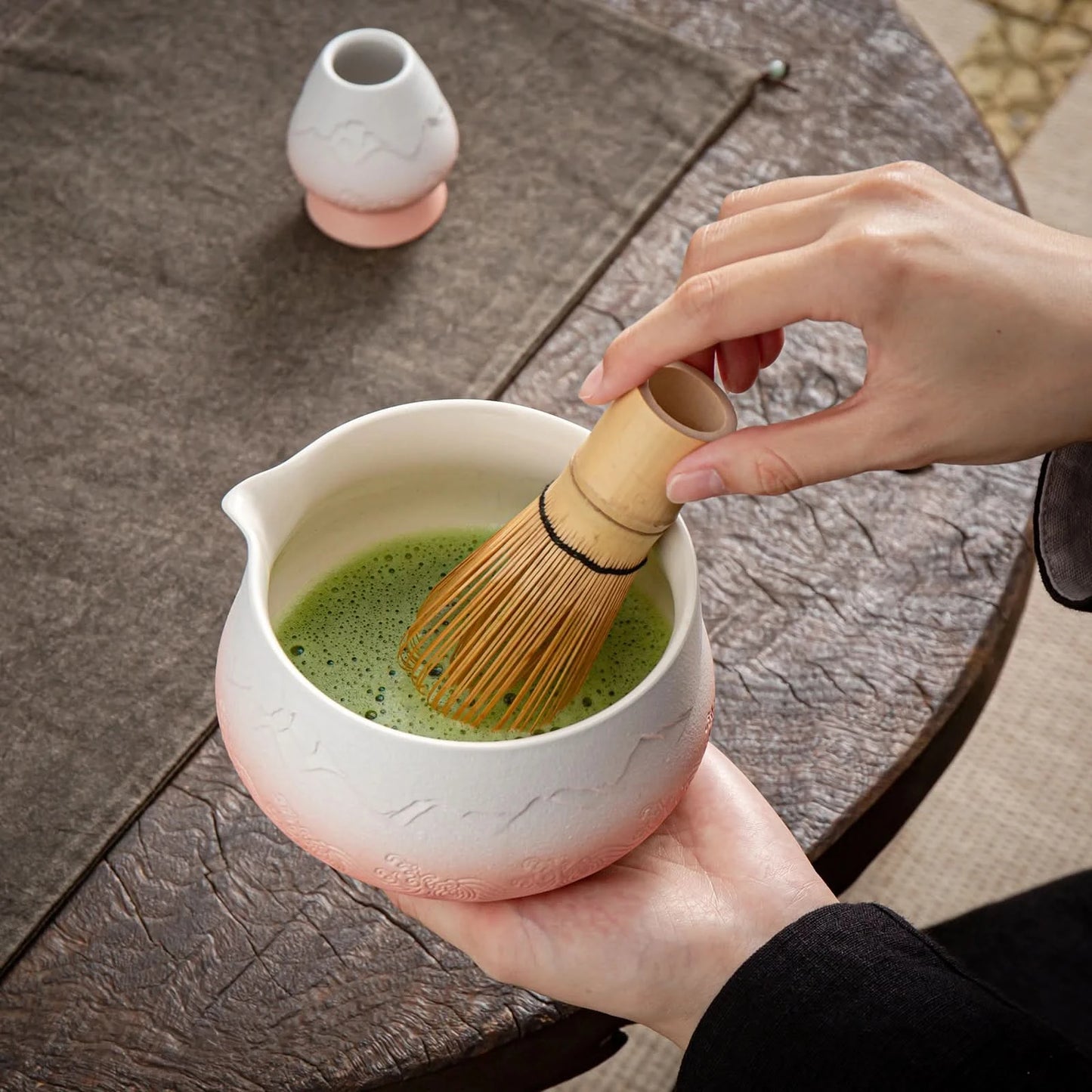 Matcha Set-Sharing Set Landscape Pinky White Pointy Bowl