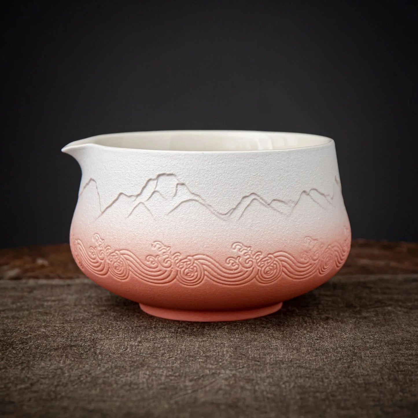 Matcha Set-Sharing Set Landscape Pinky White Pointy Bowl