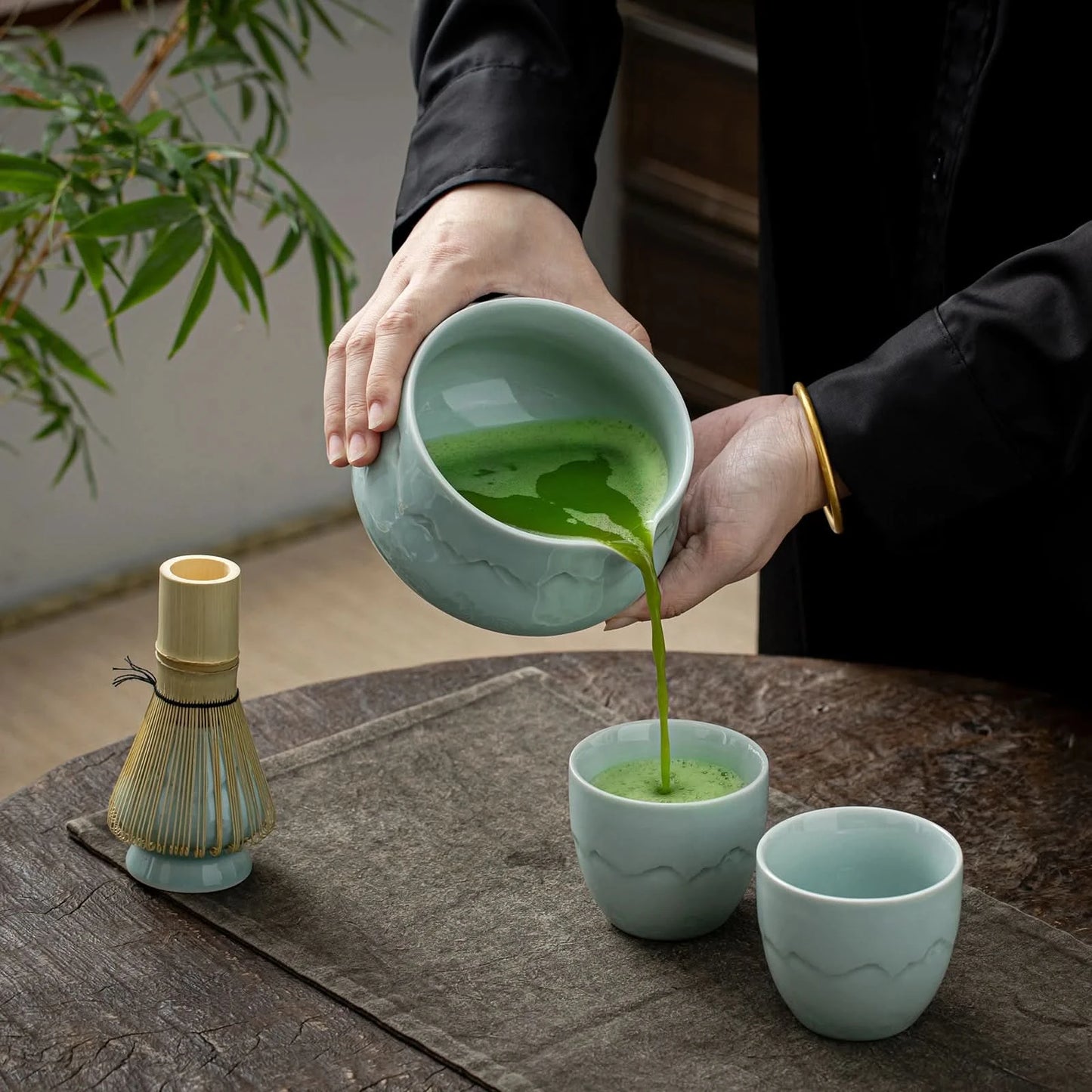 Matcha Set-Sharing Set Landscape Jade Pointy Bowl