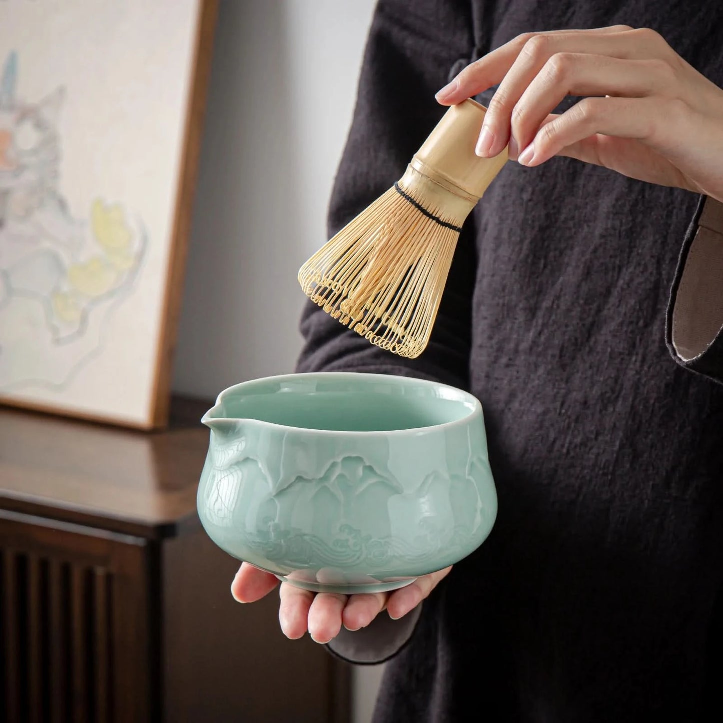 Matcha Set-Sharing Set Landscape Jade Pointy Bowl