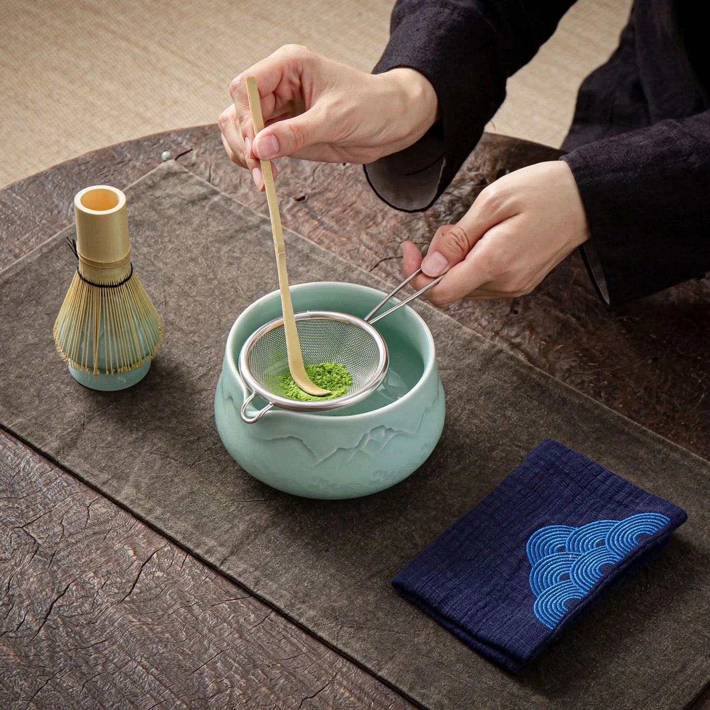 Matcha Set-Sharing Set Landscape Jade Pointy Bowl