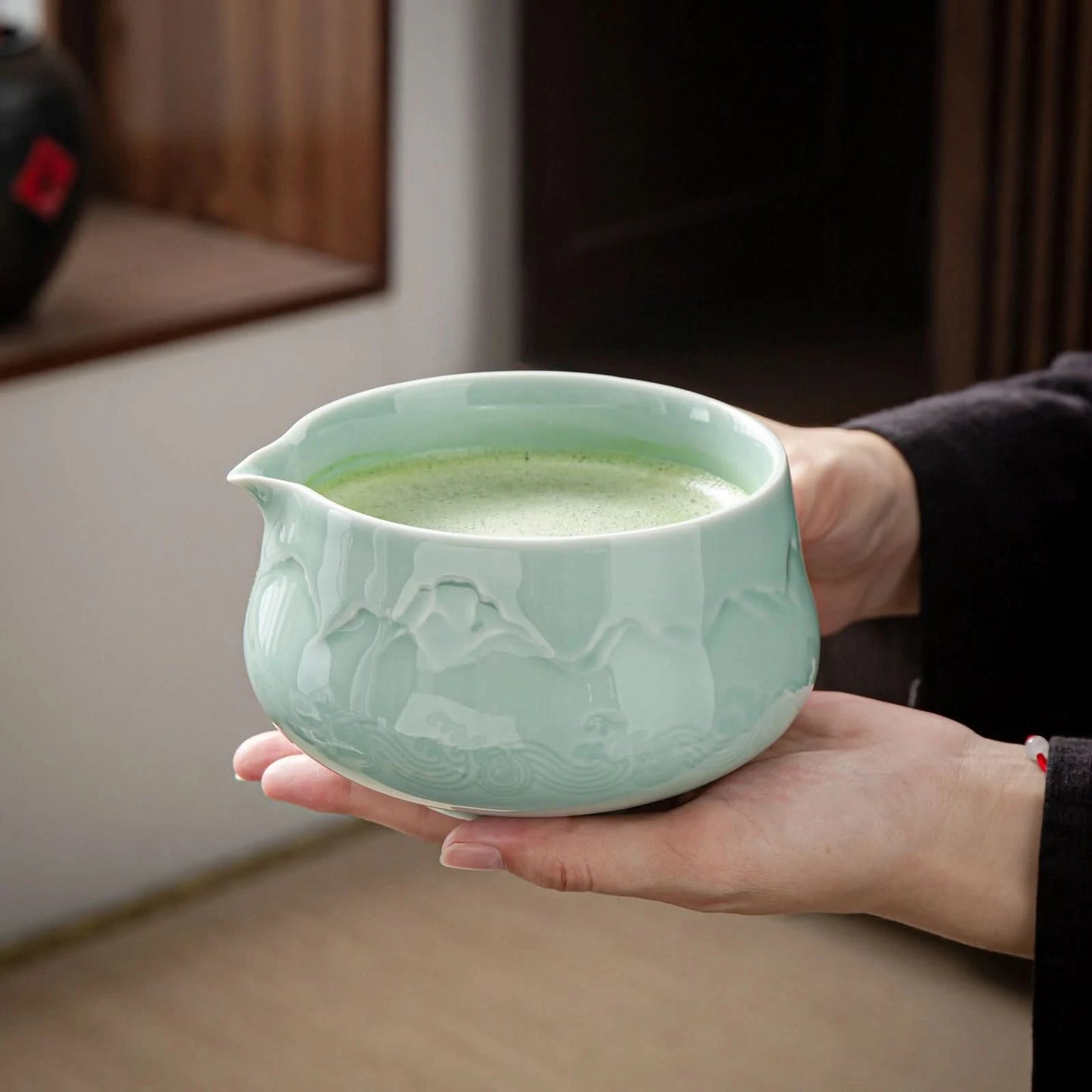 Matcha Set-Sharing Set Landscape Jade Pointy Bowl