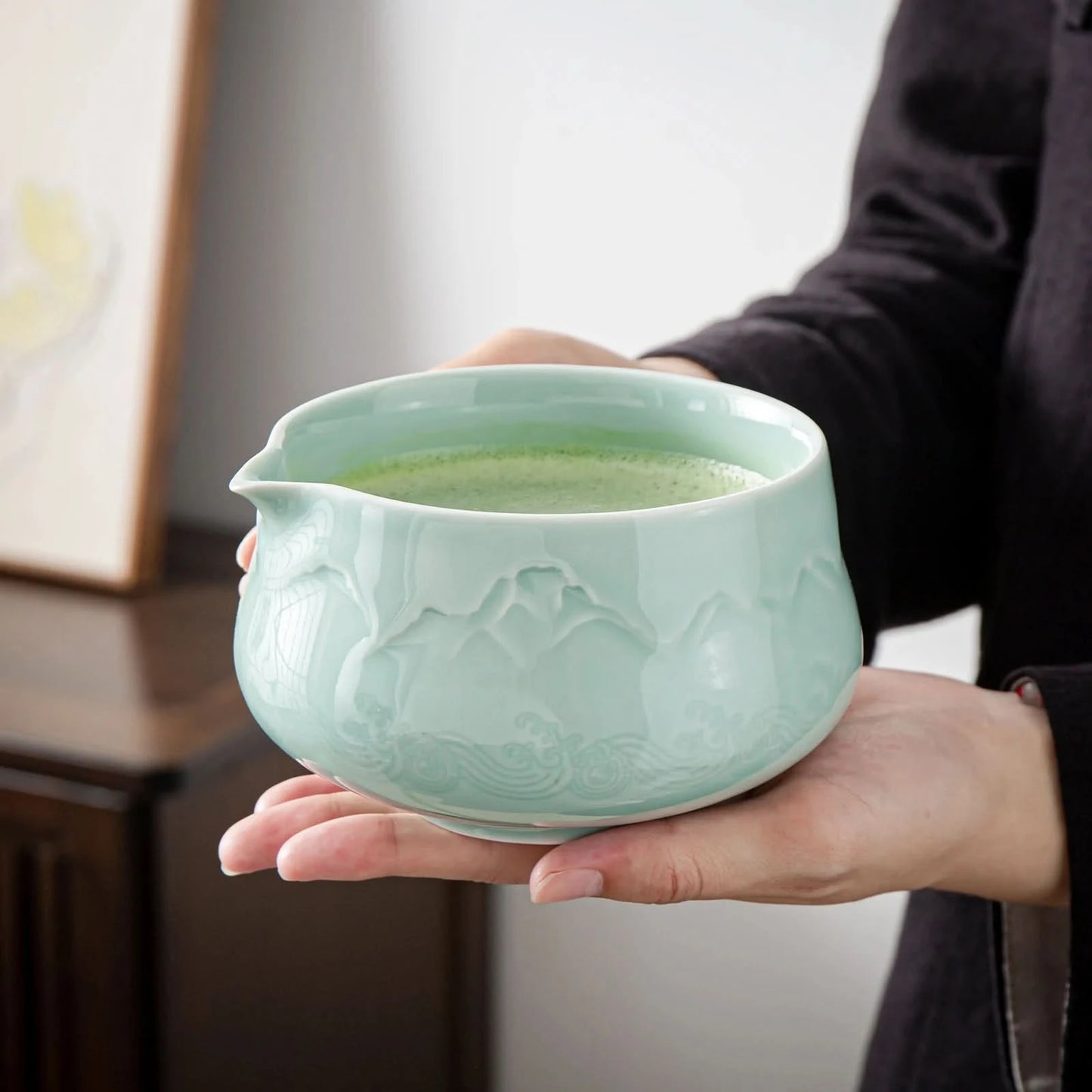 Matcha Set-Sharing Set Landscape Jade Pointy Bowl