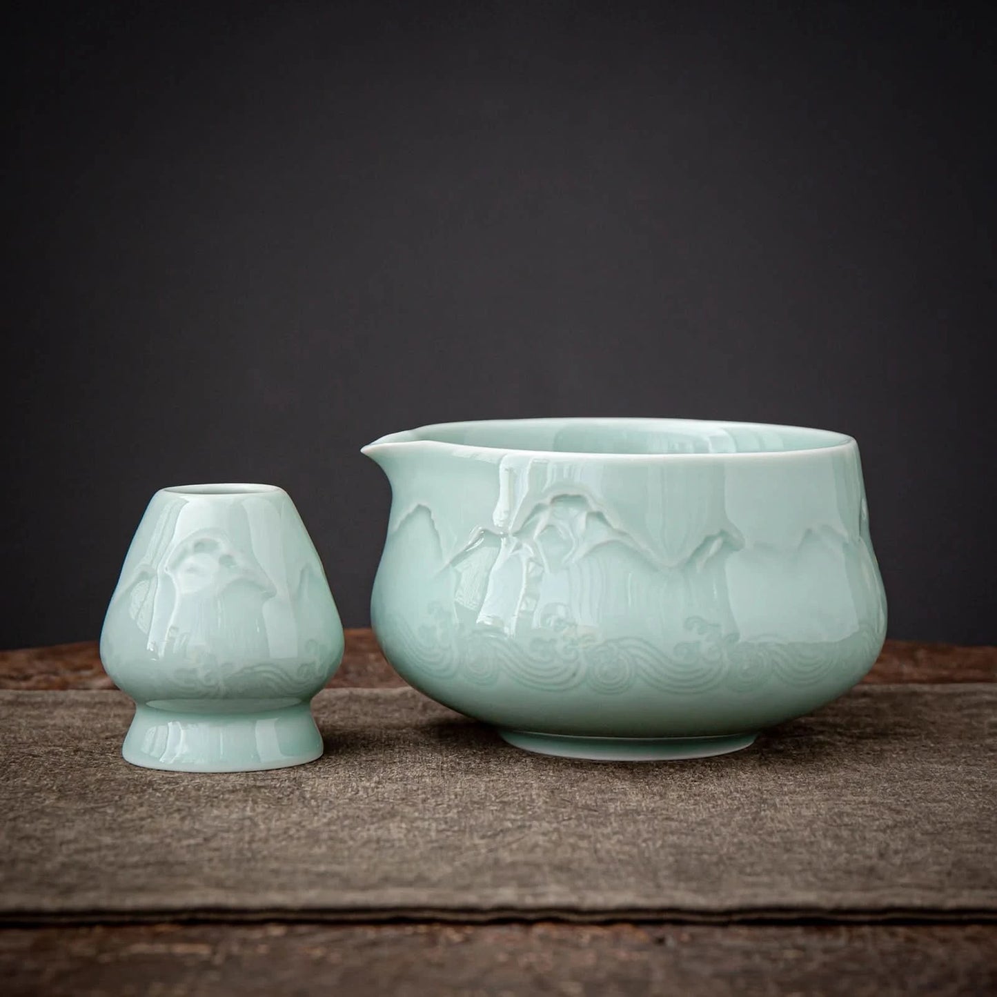 Matcha Set-Sharing Set Landscape Jade Pointy Bowl