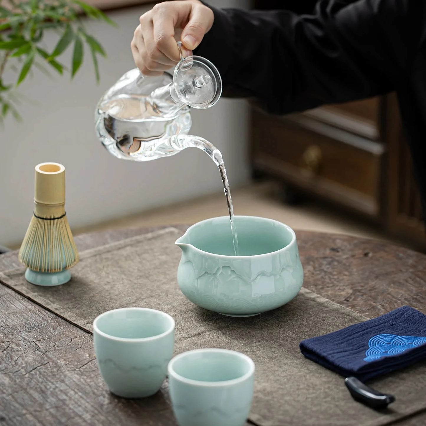 Matcha Set-Sharing Set Landscape Jade Pointy Bowl