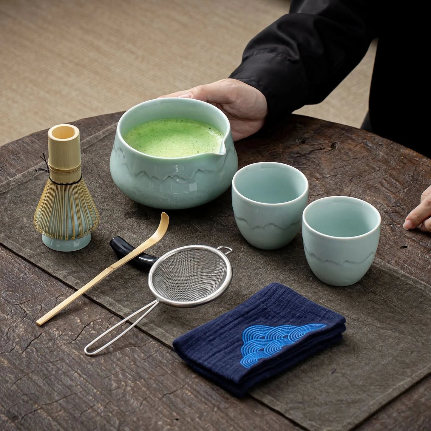 Matcha Set-Sharing Set Landscape Jade Pointy Bowl