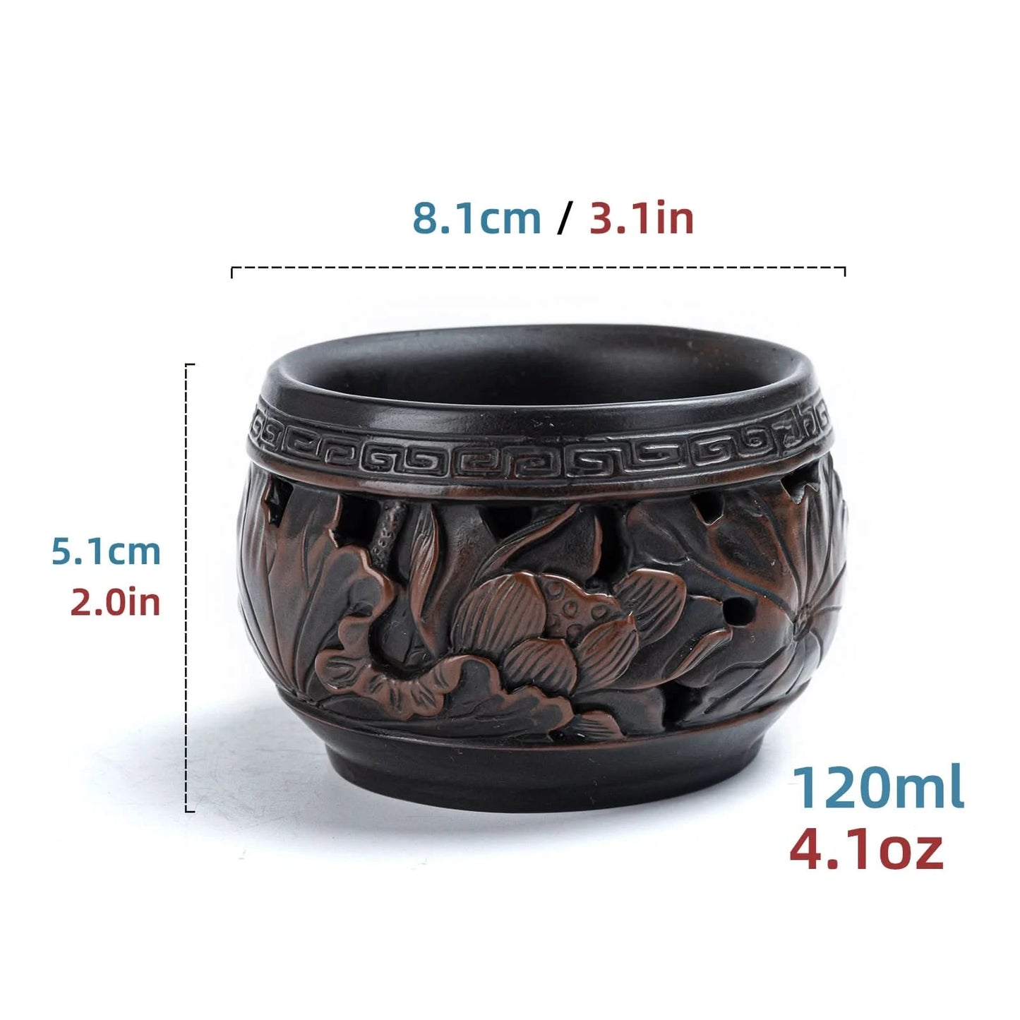 Taza de té con diseño de loto calado, 120 ml/4,1 oz