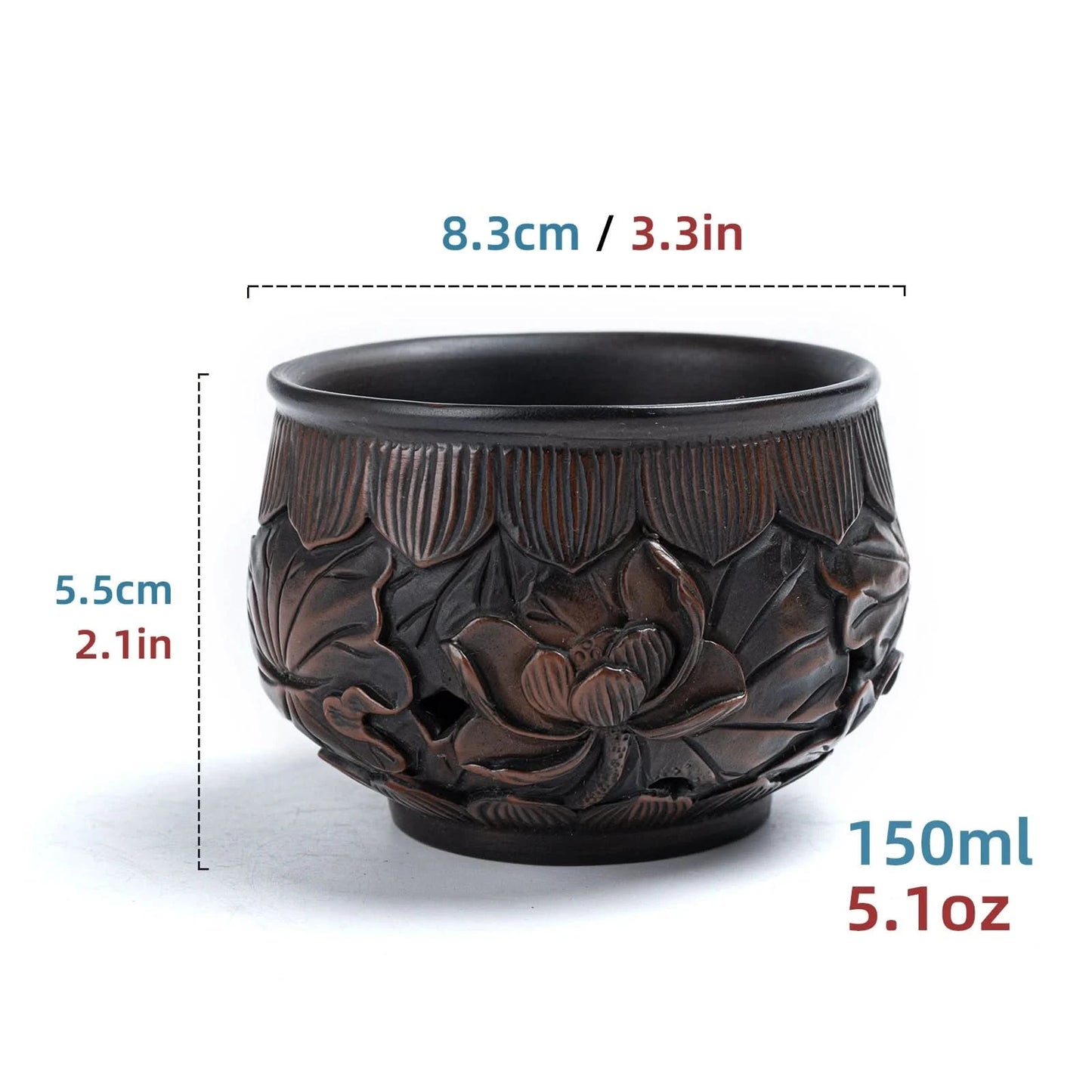 Taza de té con diseño de loto calado, 150 ml/5,1 oz