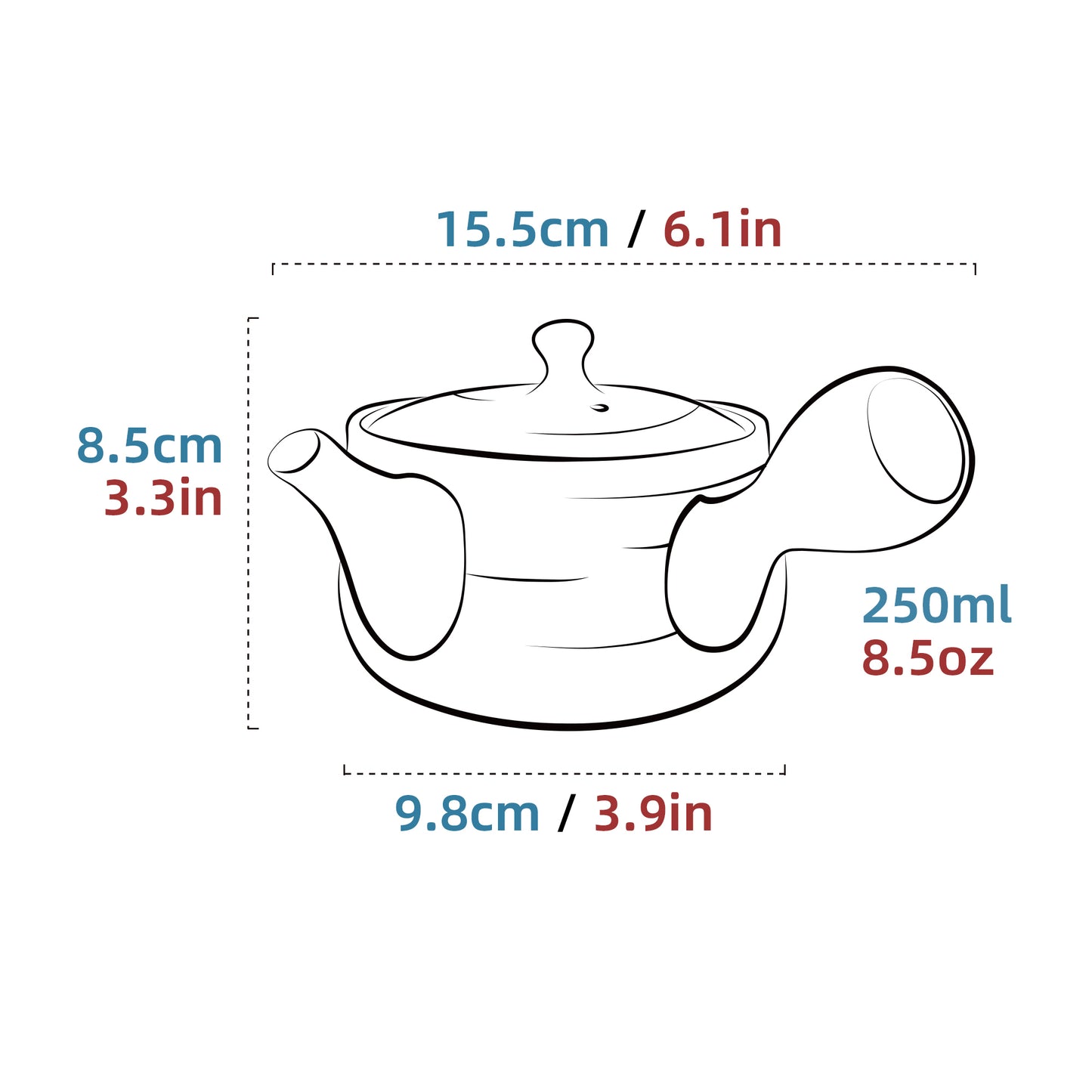 Ceramic Teapot with infuser Obsidian 250ml