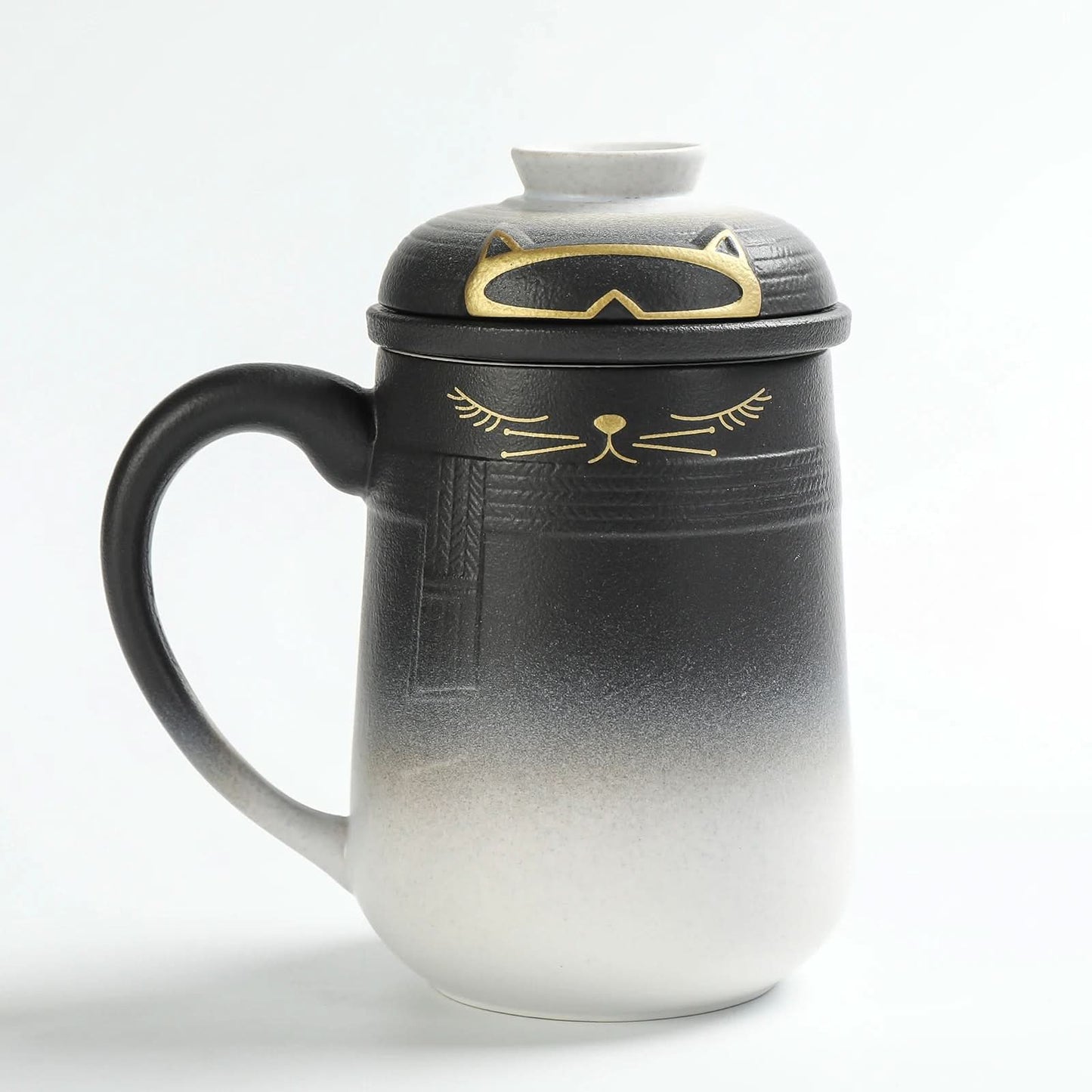 Ceramic Lovely Cat Tea Mug with Infuser & Lid & Color Box Packing