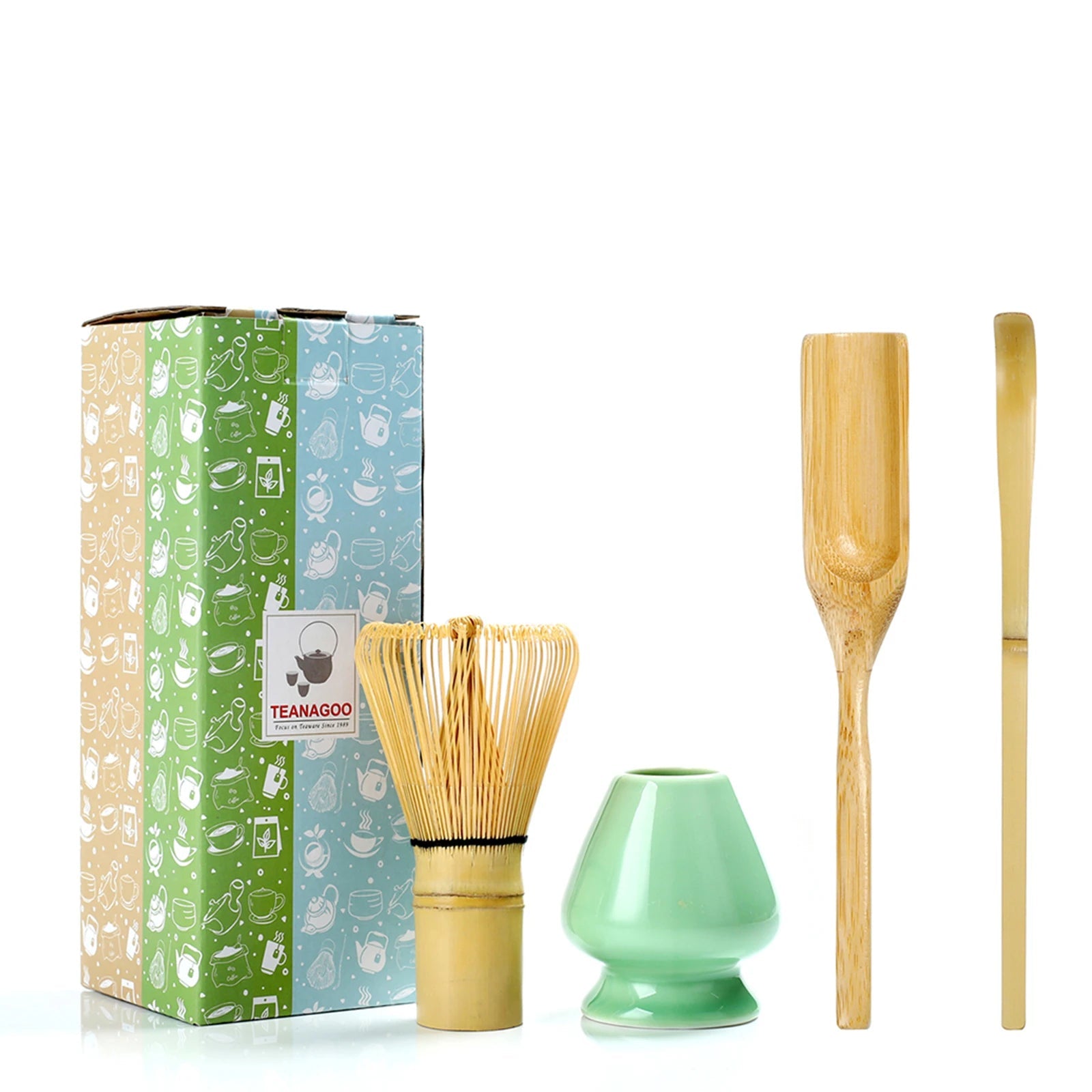 TEANAGOO MA-01 Japanese Matcha Ceremony Accessory, Matcha Whisk Chasen, Traditional Scoop chashaku, Tea Spoon, Whisk Holder, The Perfect Set to PR