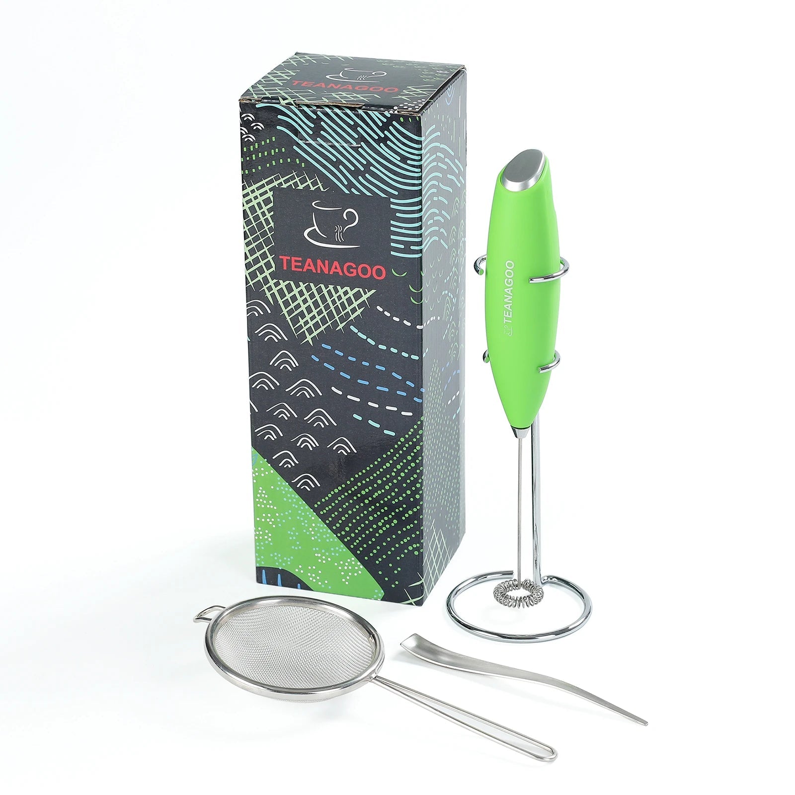 TEANAGOO Matcha Electric Whisk & Stand, Stainless Steel Scoop & Sifter,  Handbook. 5pcs/Set, Good for Matcha Starter. Matcha Whisk, Mini Whisk,  Frother