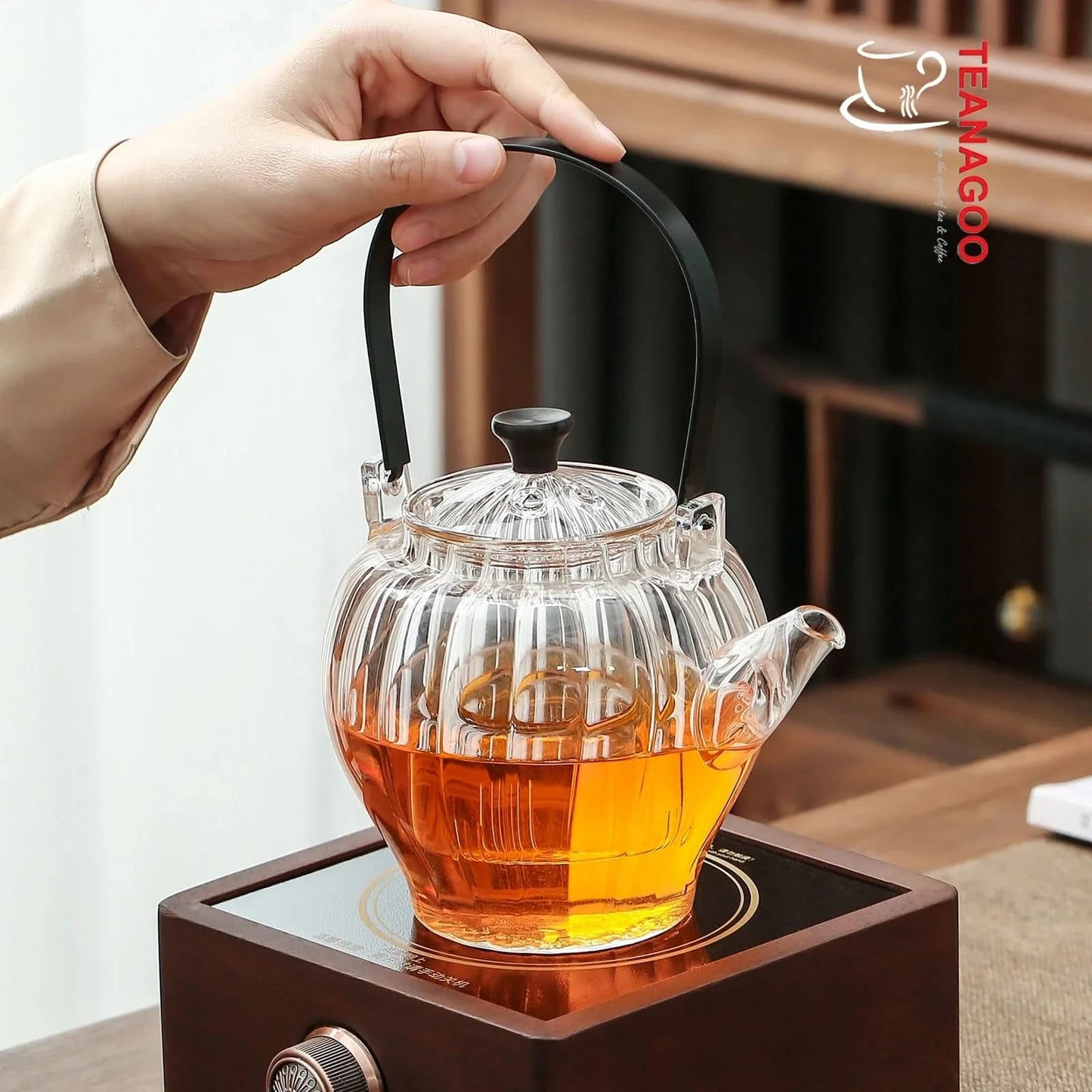 Pyrex teapot with glass infuser safe on stovetop to brew tea