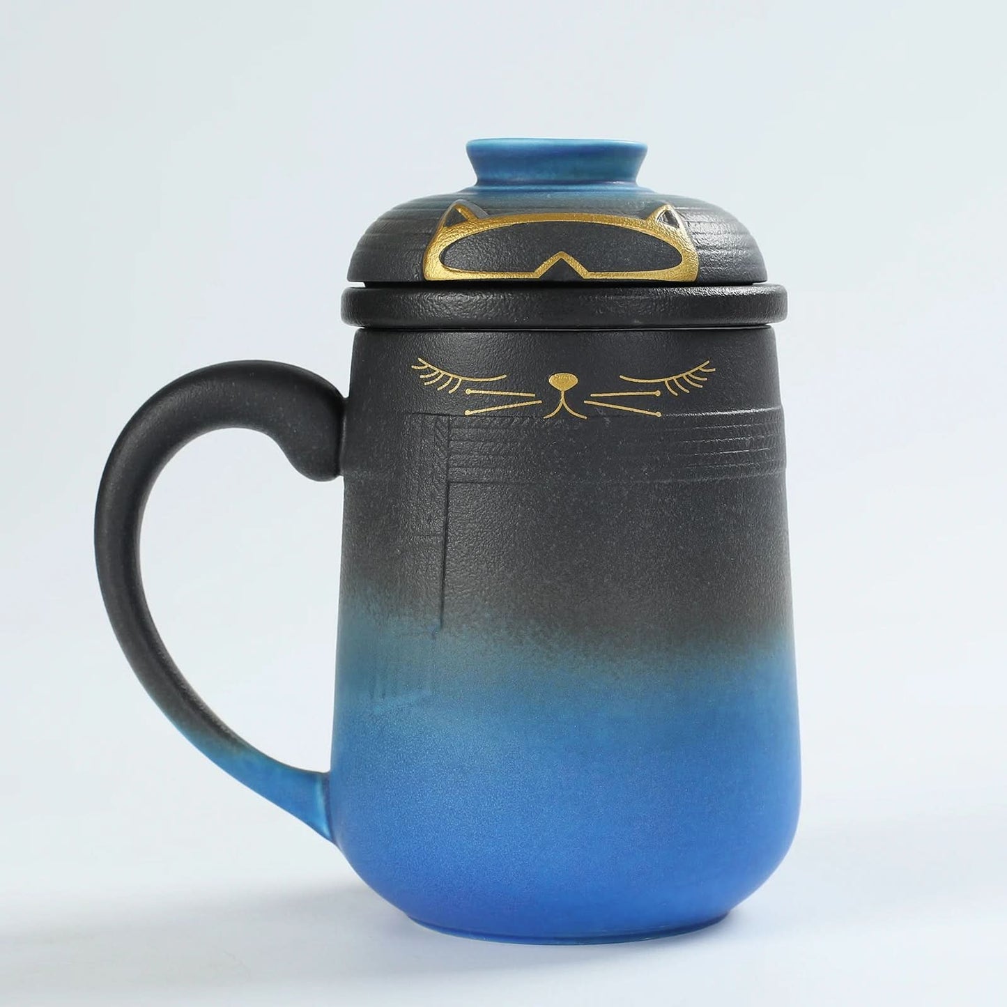Ceramic Lovely Cat Tea Mug with Infuser & Lid & Color Box Packing