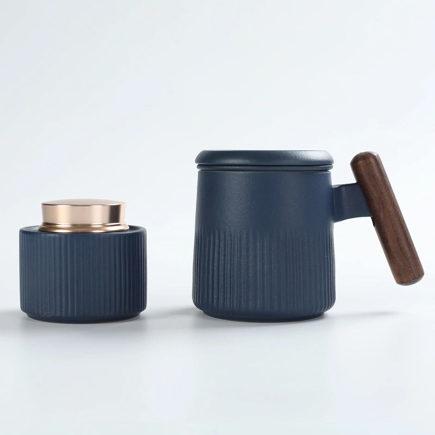 Ceramic Tea Brewing Mug with Tea Canister, Luxury Gift Packing, 340ml/12oz