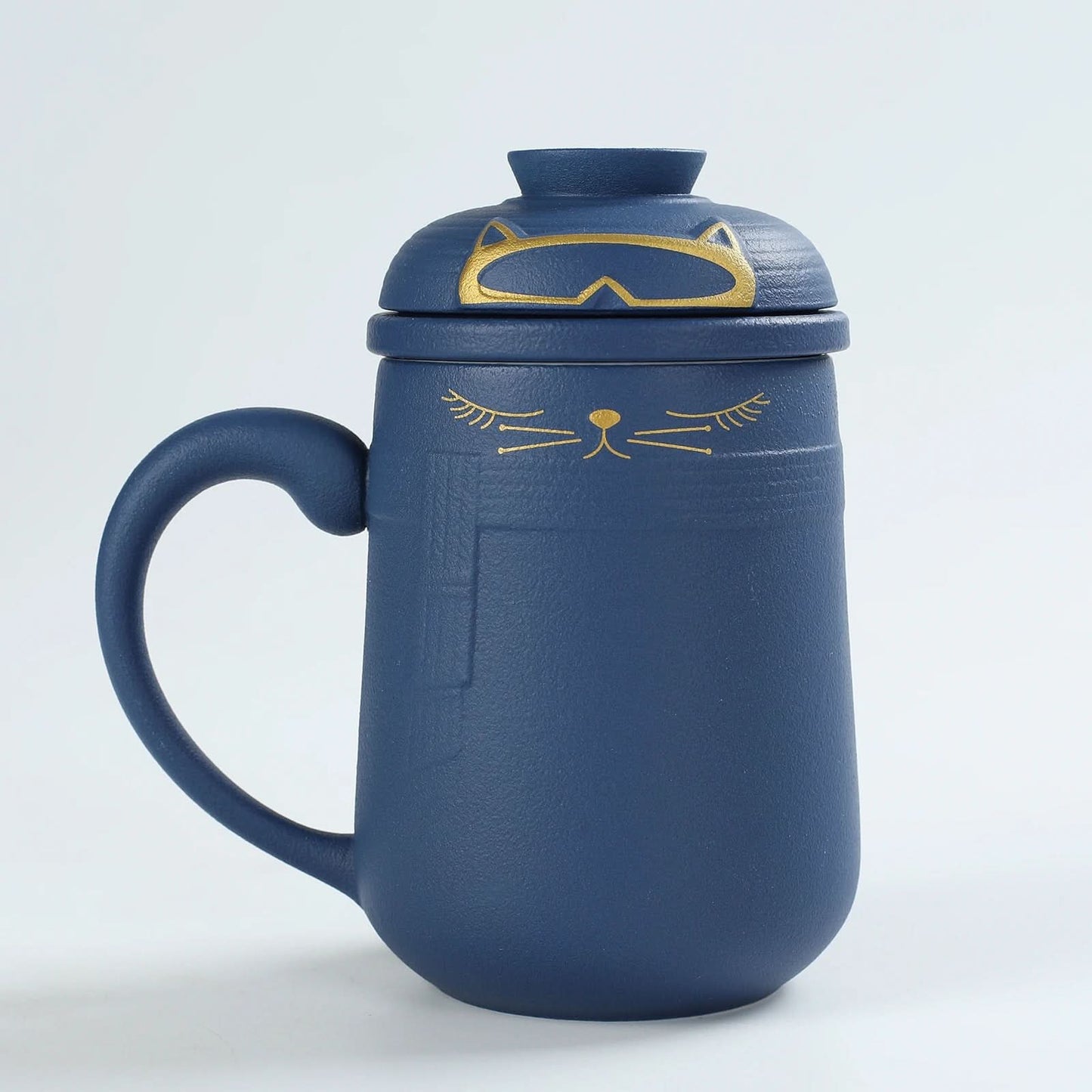 Ceramic Lovely Cat Tea Mug with Infuser & Lid & Color Box Packing