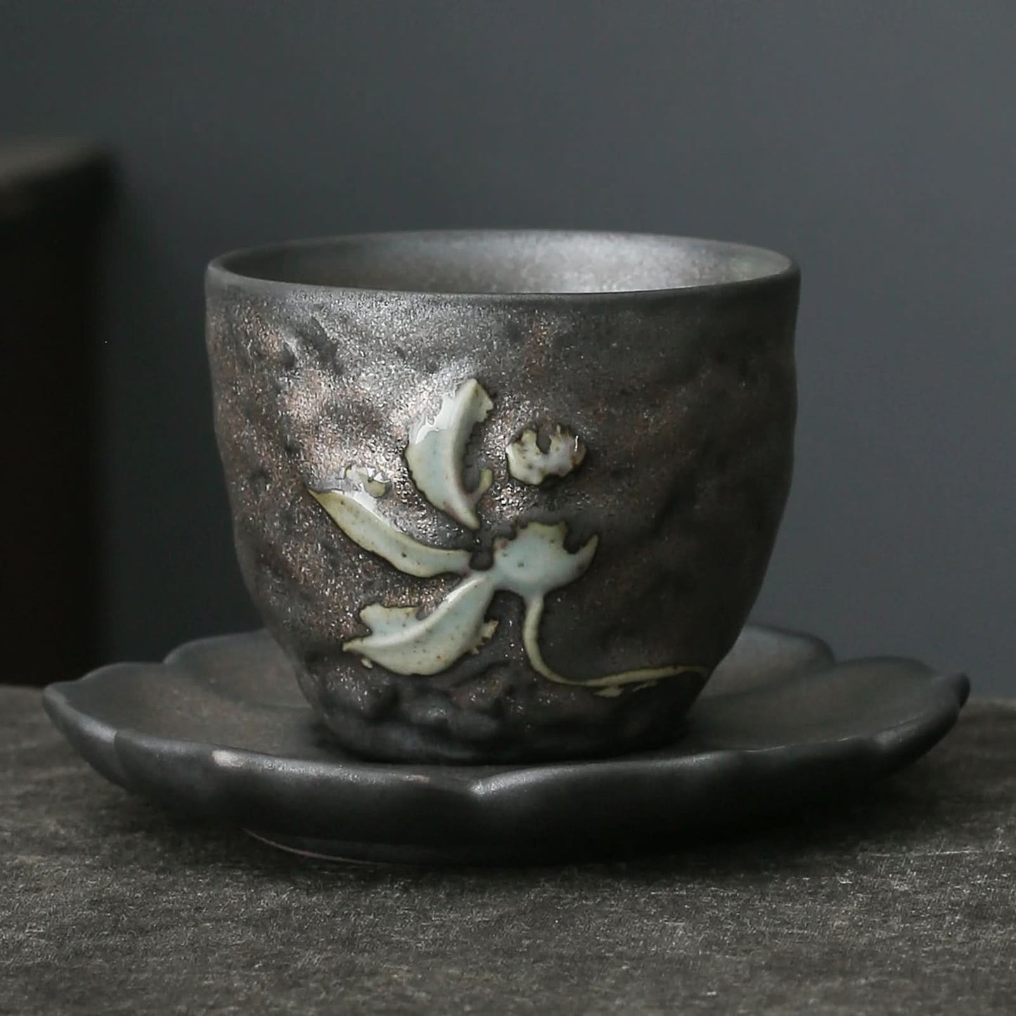 Gilt Iron Glazed Pottery Teacup Handmade Ceramic Cup