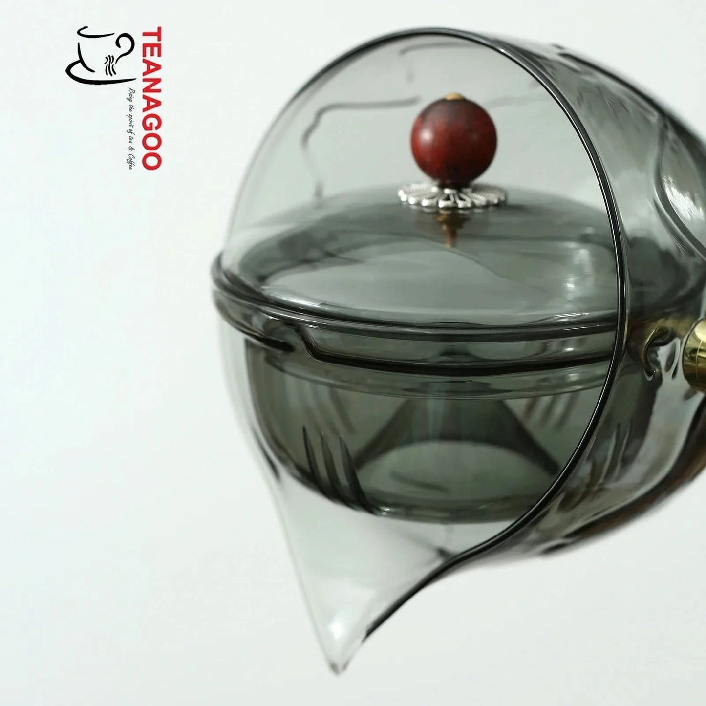 Glass Teapot with Infuser and Rosewood Handle 275ml Safe on Stove for Blooming and Loose Leaf Tea Maker