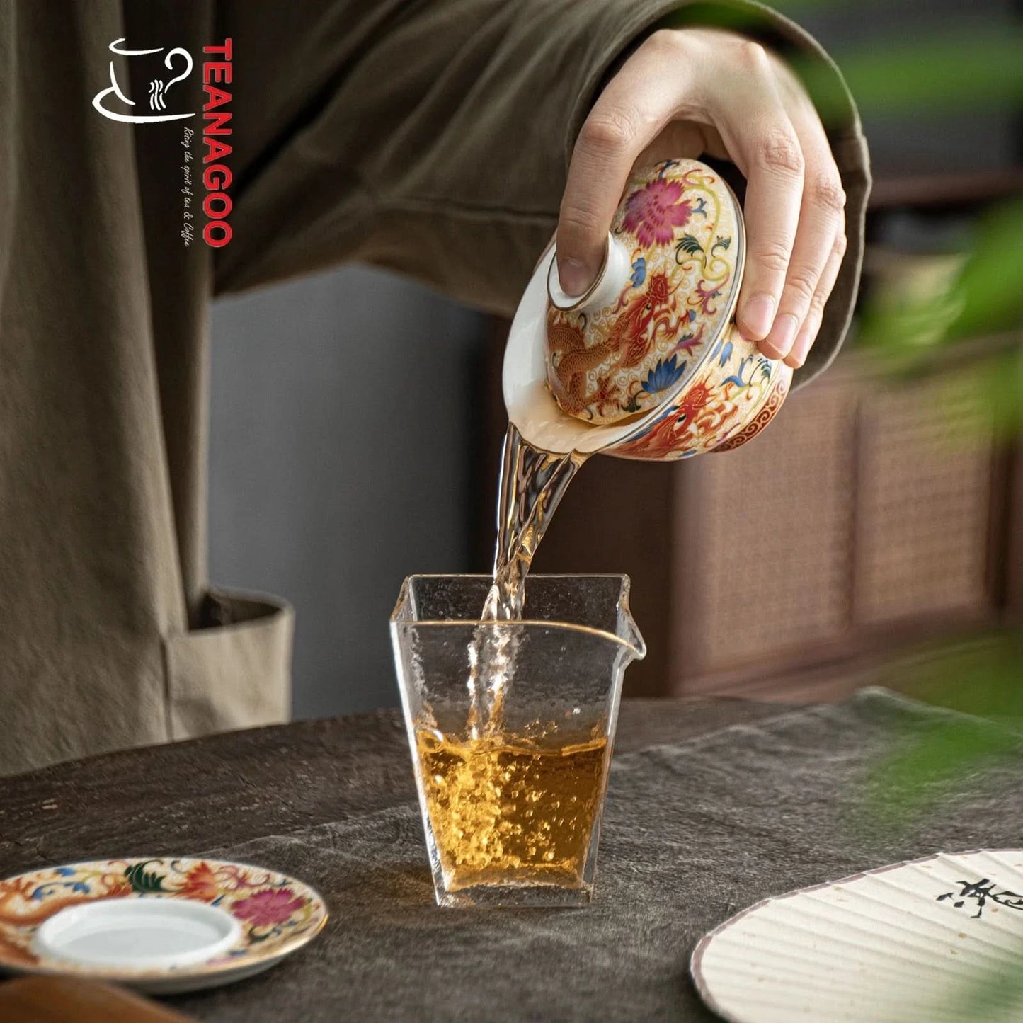 Handcrafted Chinese Porcelain Gaiwan Dragon Cover Bowl Set 115ml