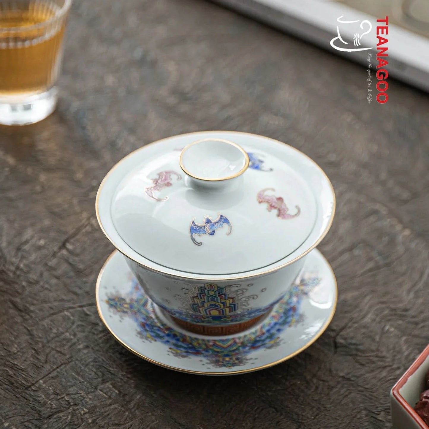 Handcrafted Chinese Porcelain Gaiwan Ocean Cover Bowl Set 115ml