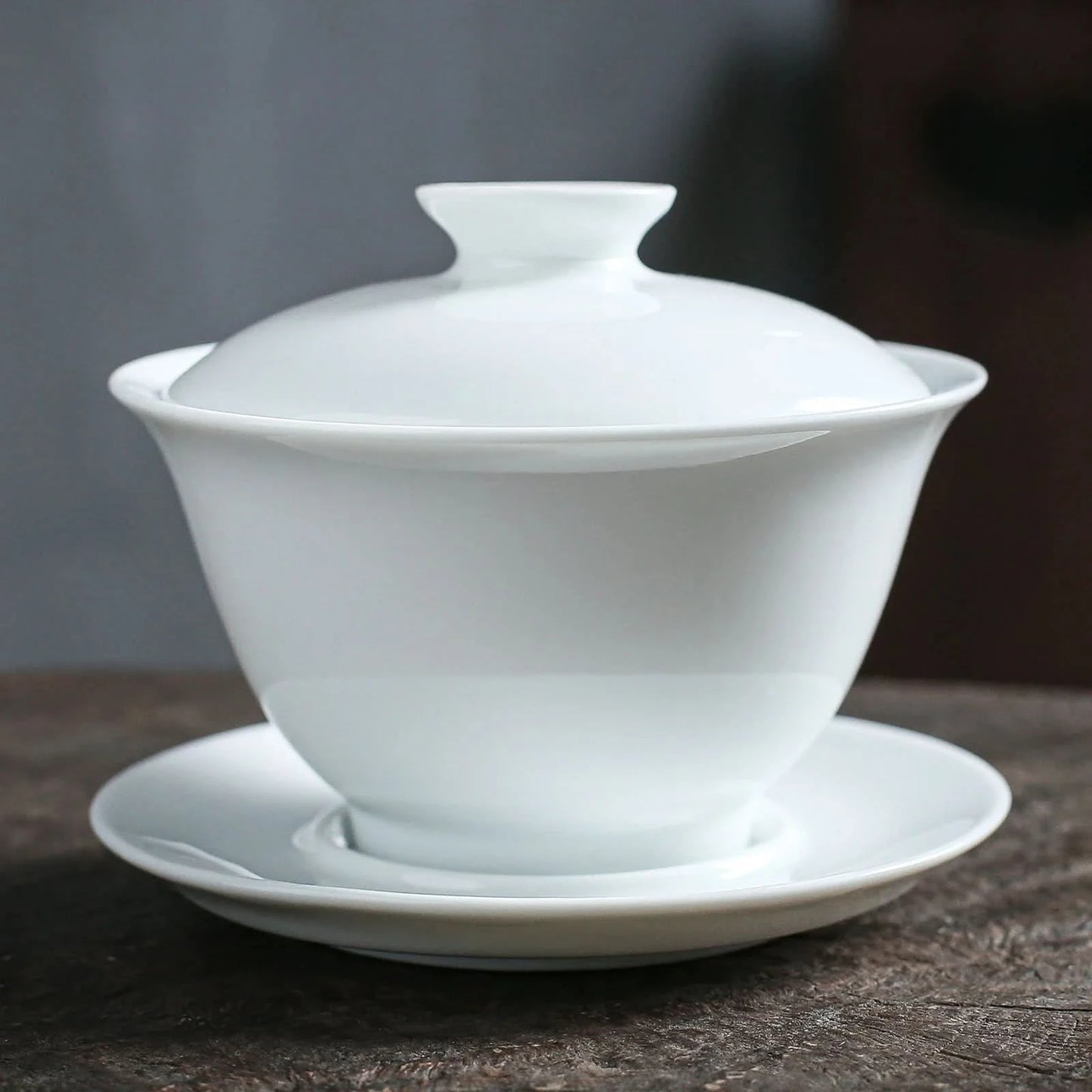 Handcrafted Chinese White Porcelain Gaiwan Cover Bowl Set 115ml