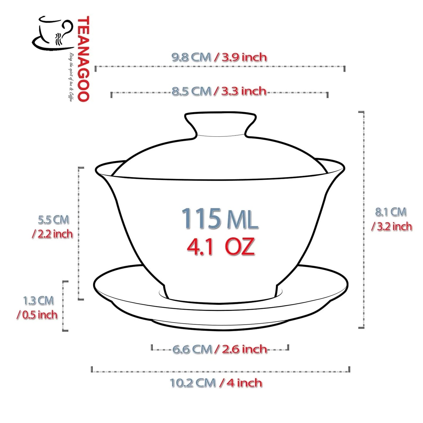 Handcrafted Chinese White Porcelain Gaiwan Cover Bowl Set 115ml