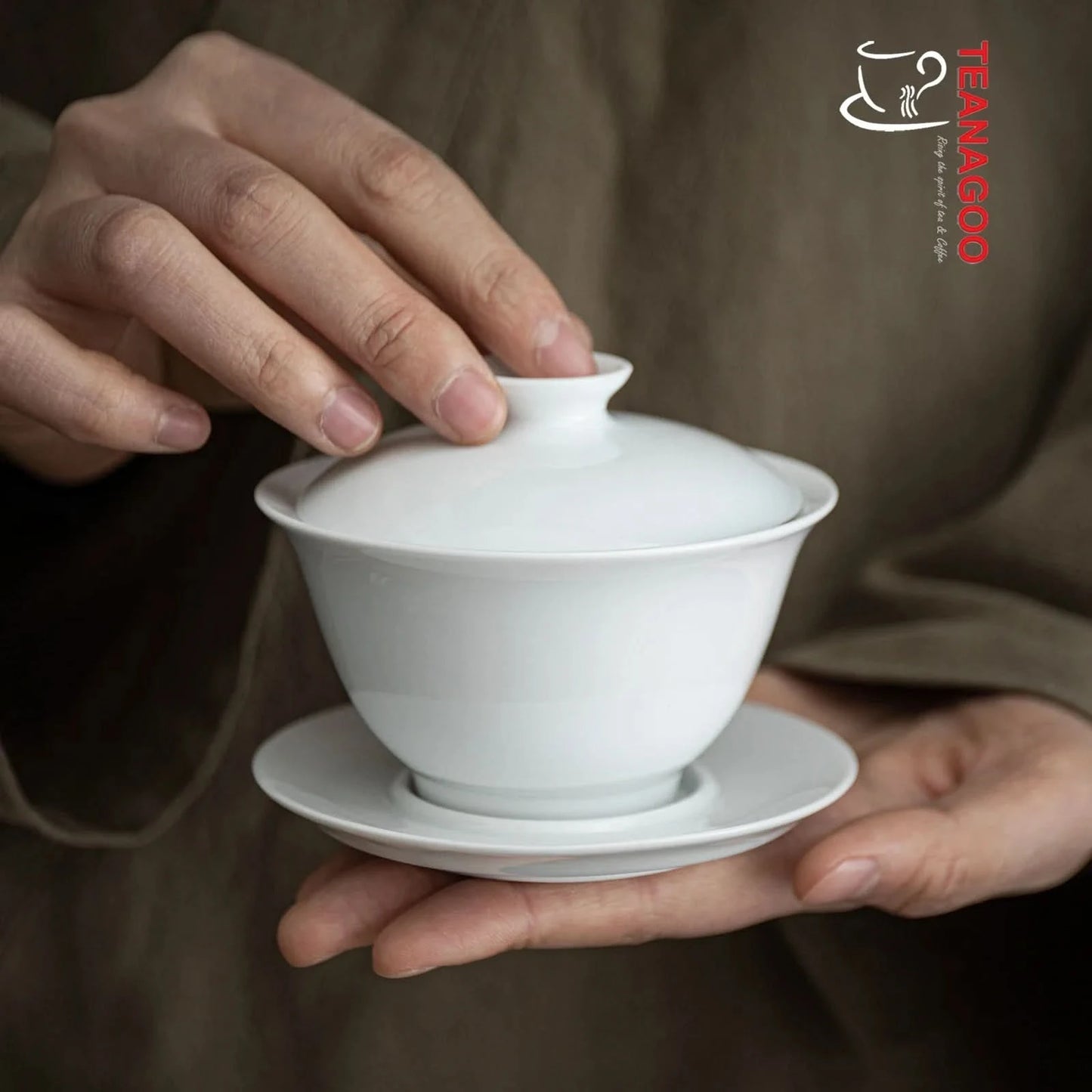 Handcrafted Chinese White Porcelain Gaiwan Cover Bowl Set 115ml