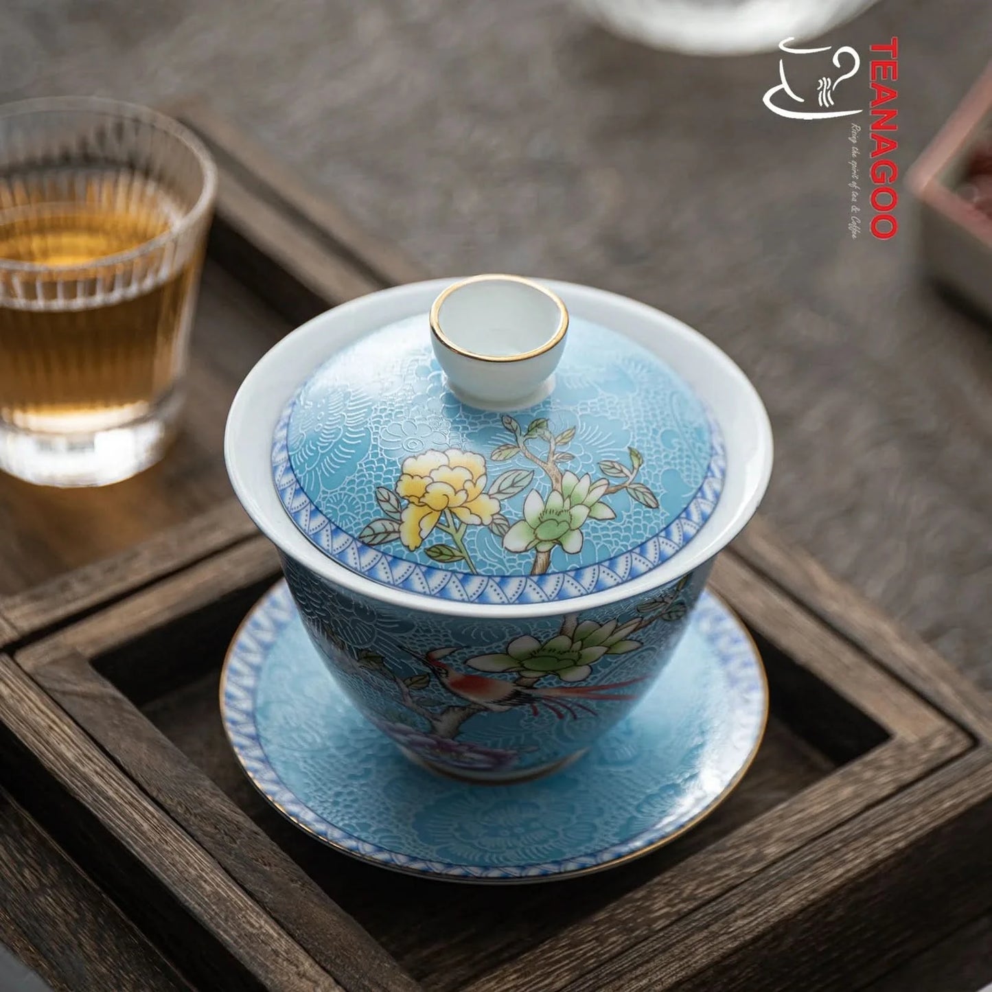 Handmade Ceramic Chinese Blue Porcelain Gongfu Tea Gaiwan 135ml