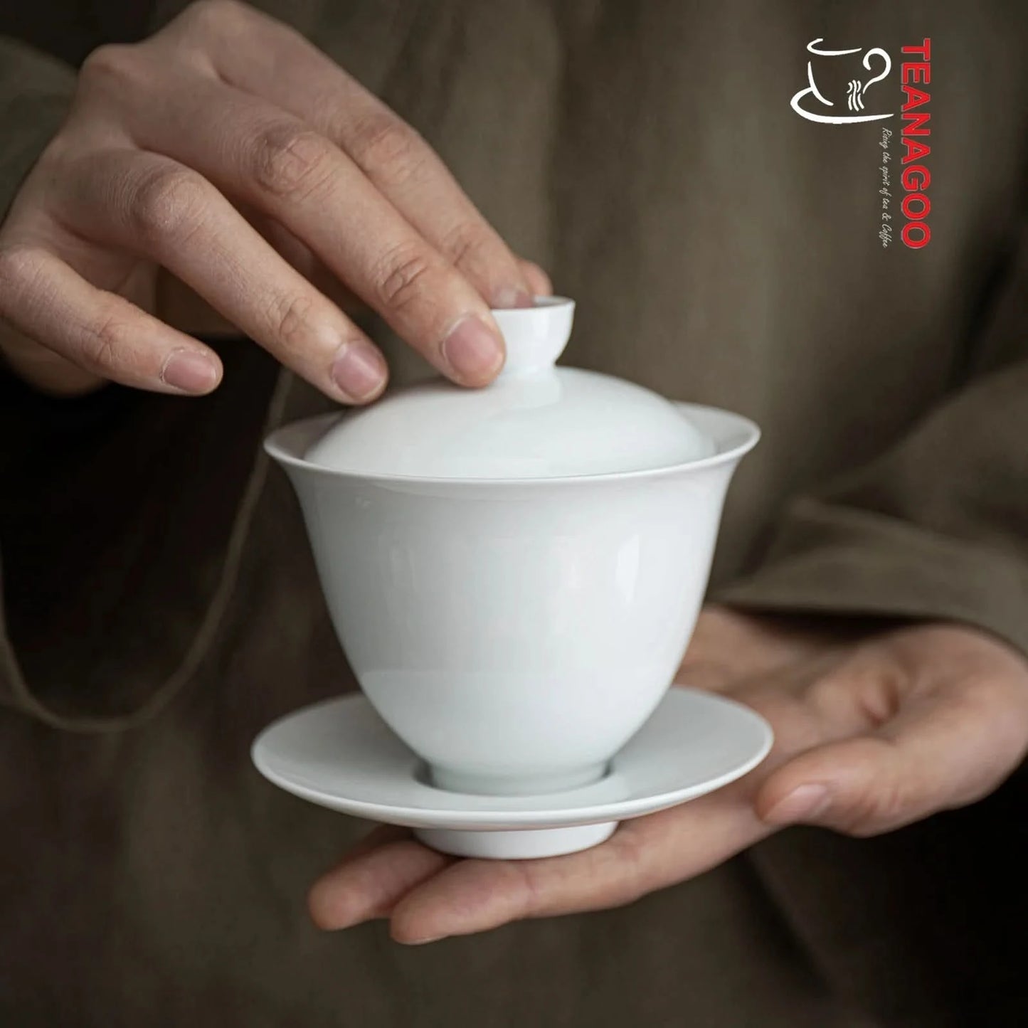 Handmade Ceramic Chinese White Porcelain Gongfu Tea Gaiwan 135ml
