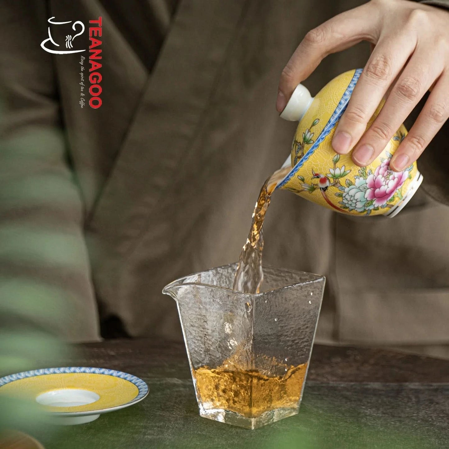 Handmade Ceramic Chinese Yellow Porcelain Gongfu Tea Gaiwan 135ml