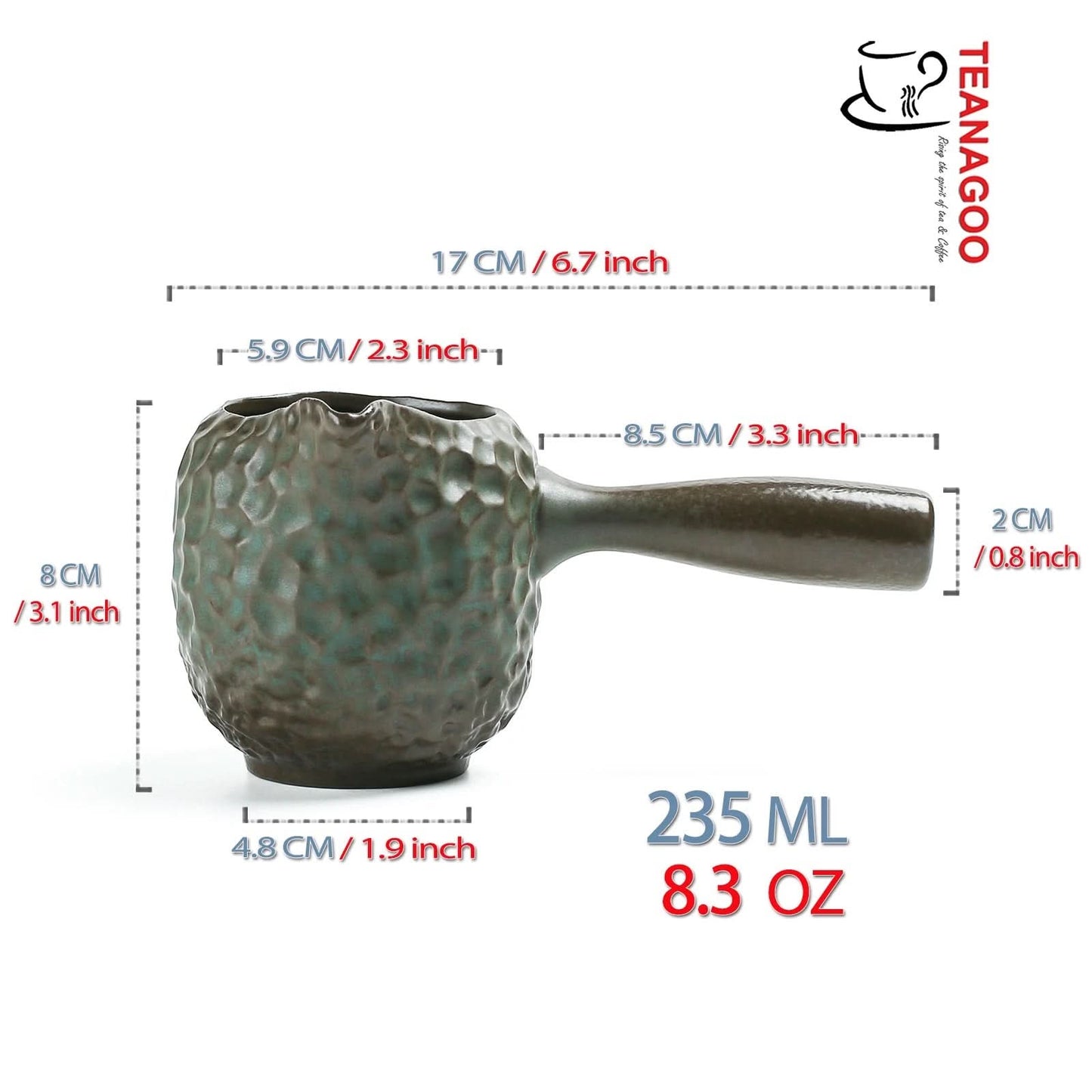 Handcrafted Ceramic Emerald Glazed Fair Cup with Handle