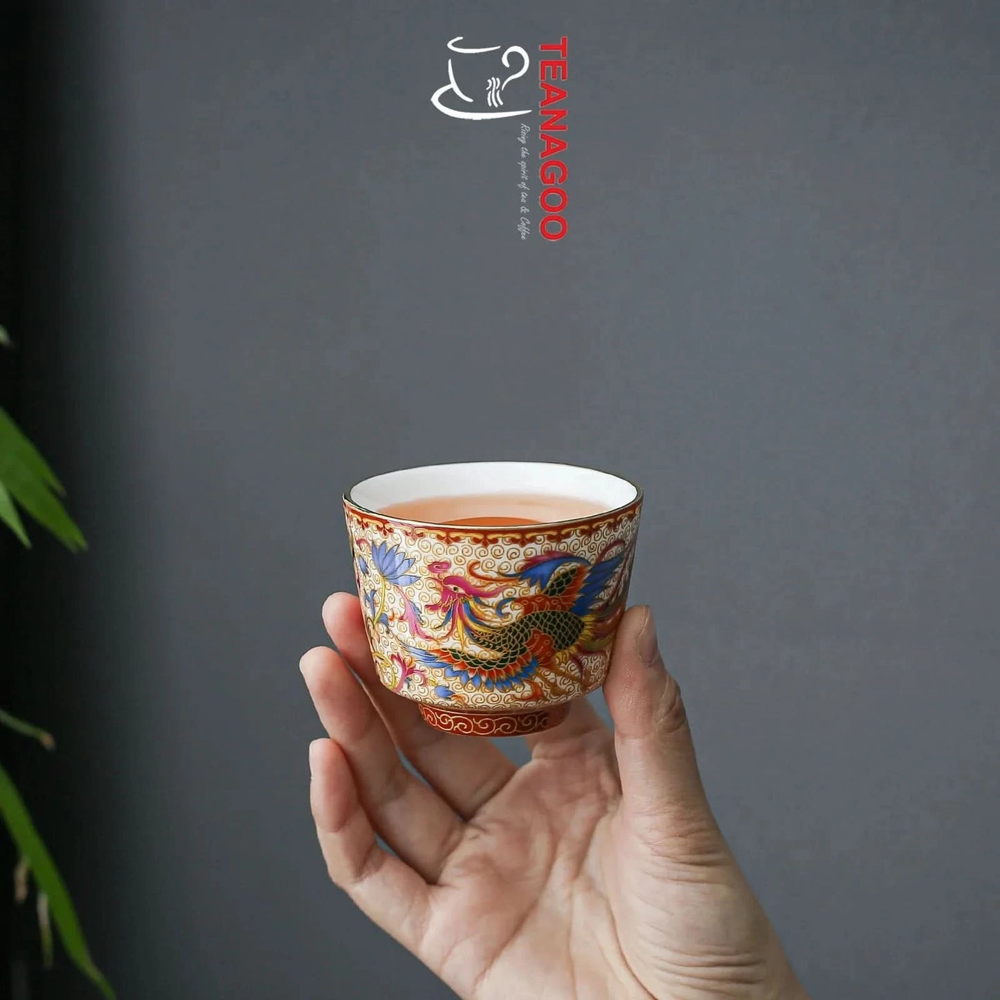 Handmade Chinese Dragon and Phoenix Enamel Porcelain Tea Cup